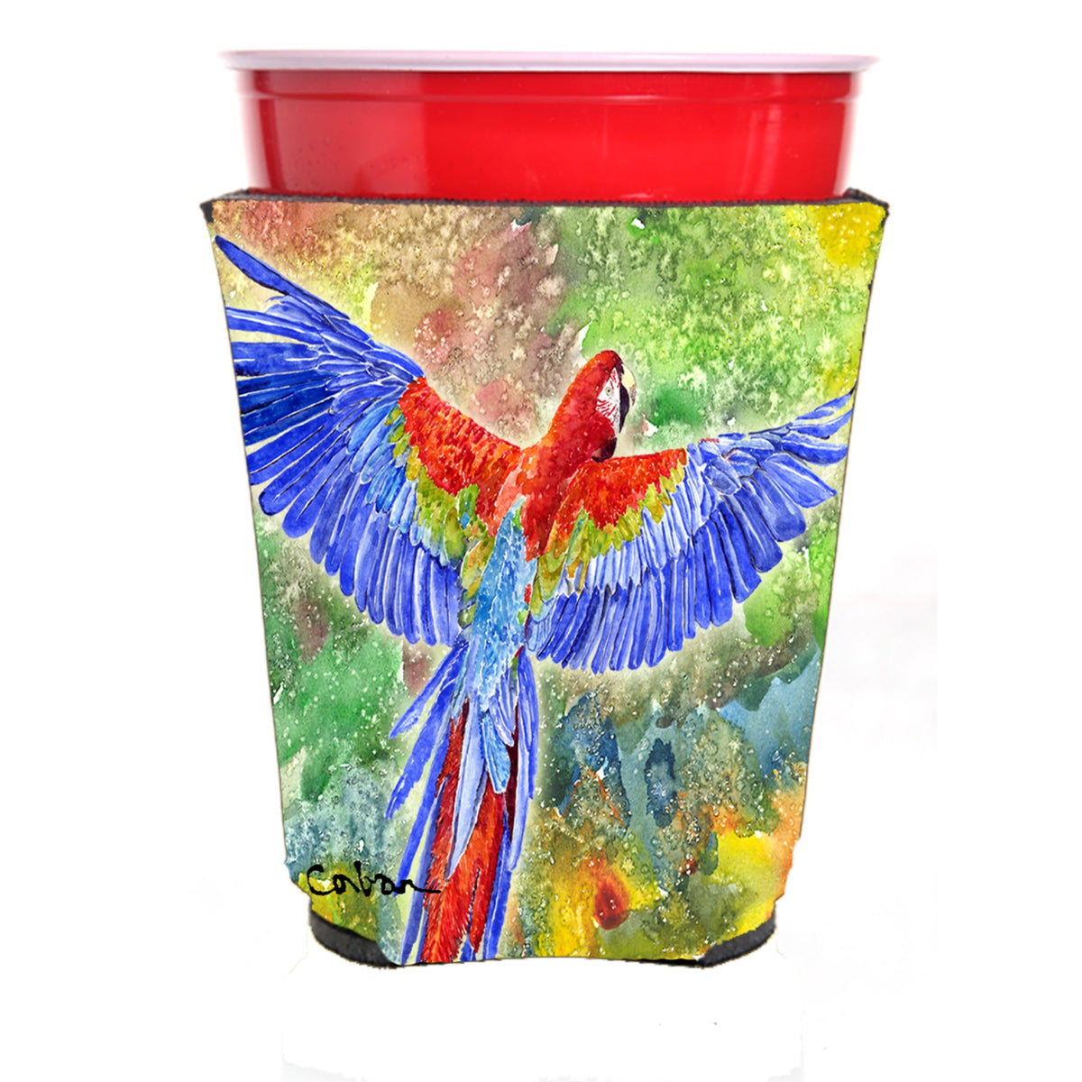 Caroline'S Treasures 8604Rsc Parrot Red Solo Cup Hugger, Multicolor