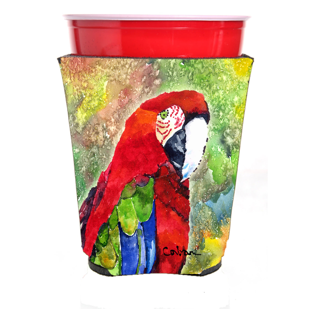 Caroline'S Treasures 8606Rsc Parrot Red Solo Cup Hugger, Multicolor