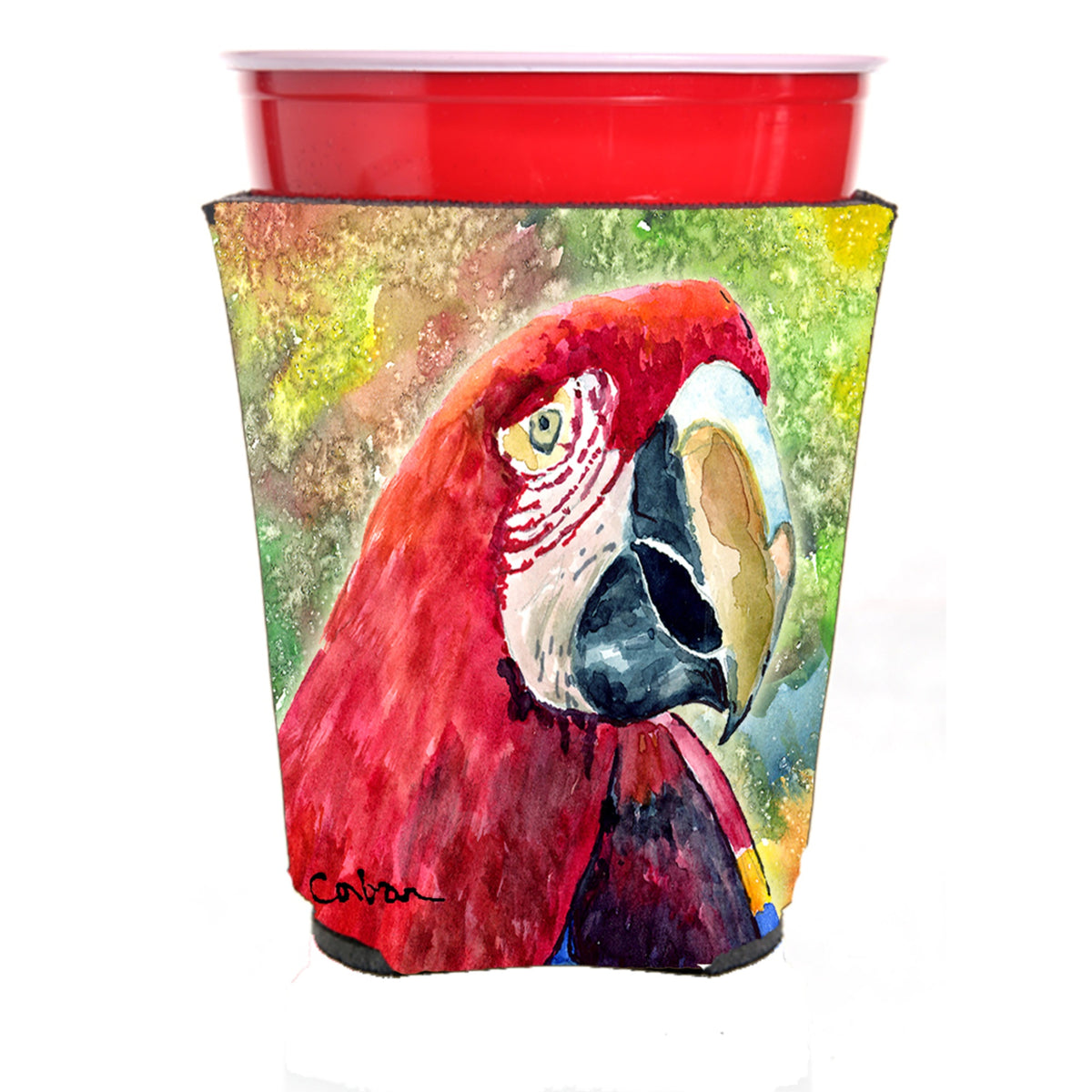 Caroline'S Treasures 8607Rsc Parrot Red Solo Cup Hugger, Multicolor