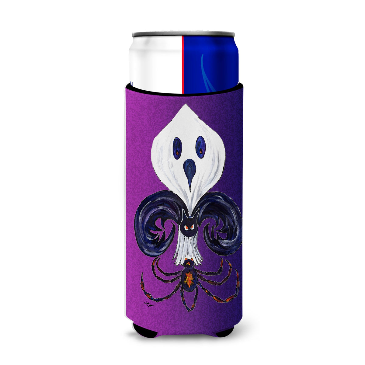 Fleur De Lis Ghost Bat Spider Halloween Ultra Beverage Insulators For Slim Cans 8608Muk