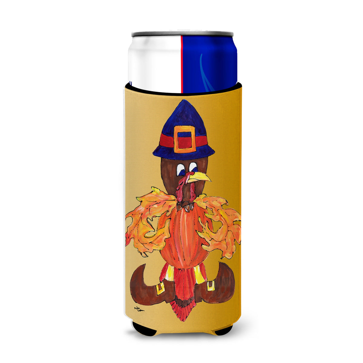 Thanksgiving Turkey Fleur De Lis Ultra Beverage Insulators For Slim Cans 8609Muk