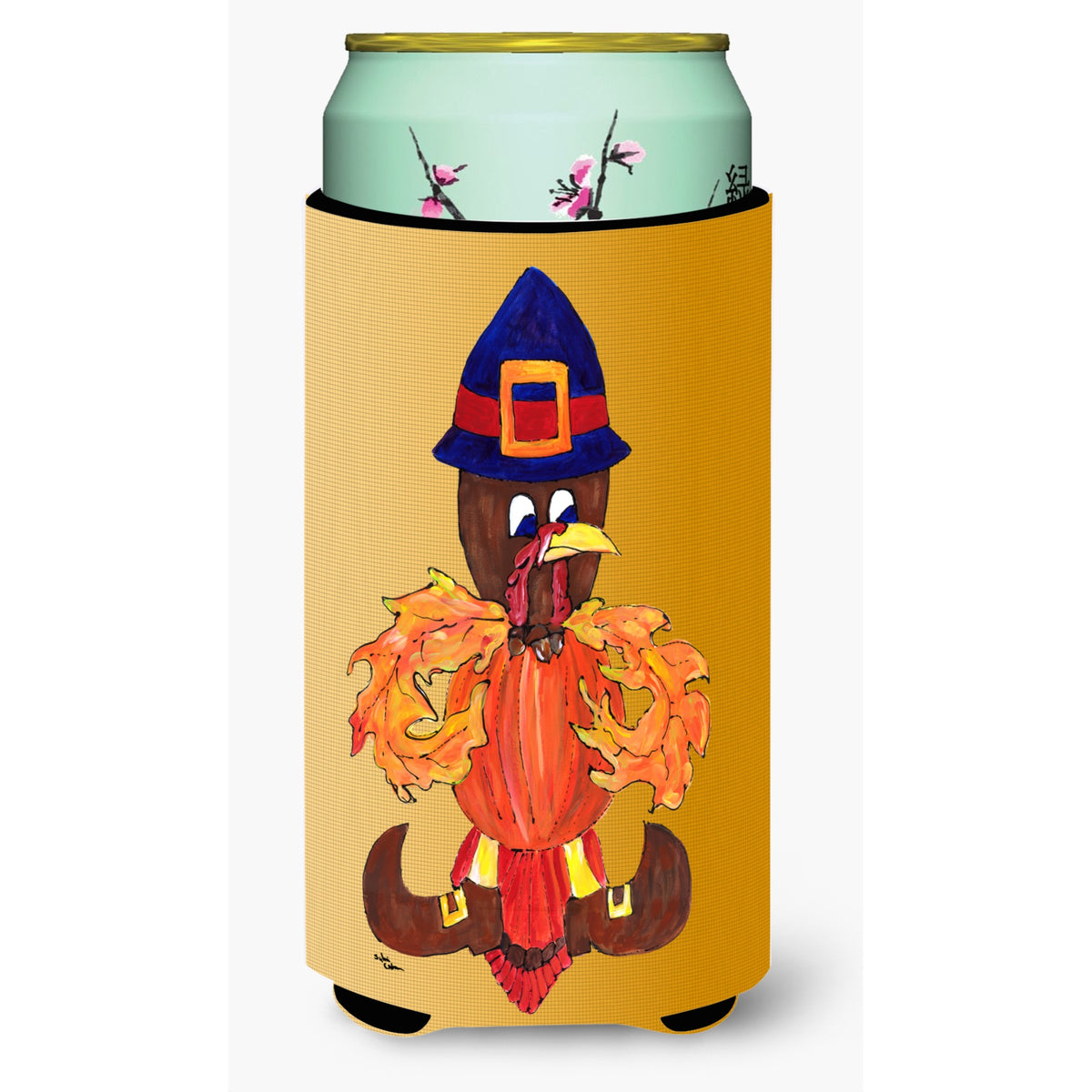 Thanksgiving Turkey Pilgrim Fleur De Lis  Tall Boy Beverage Insulator Beverage Insulator Hugger