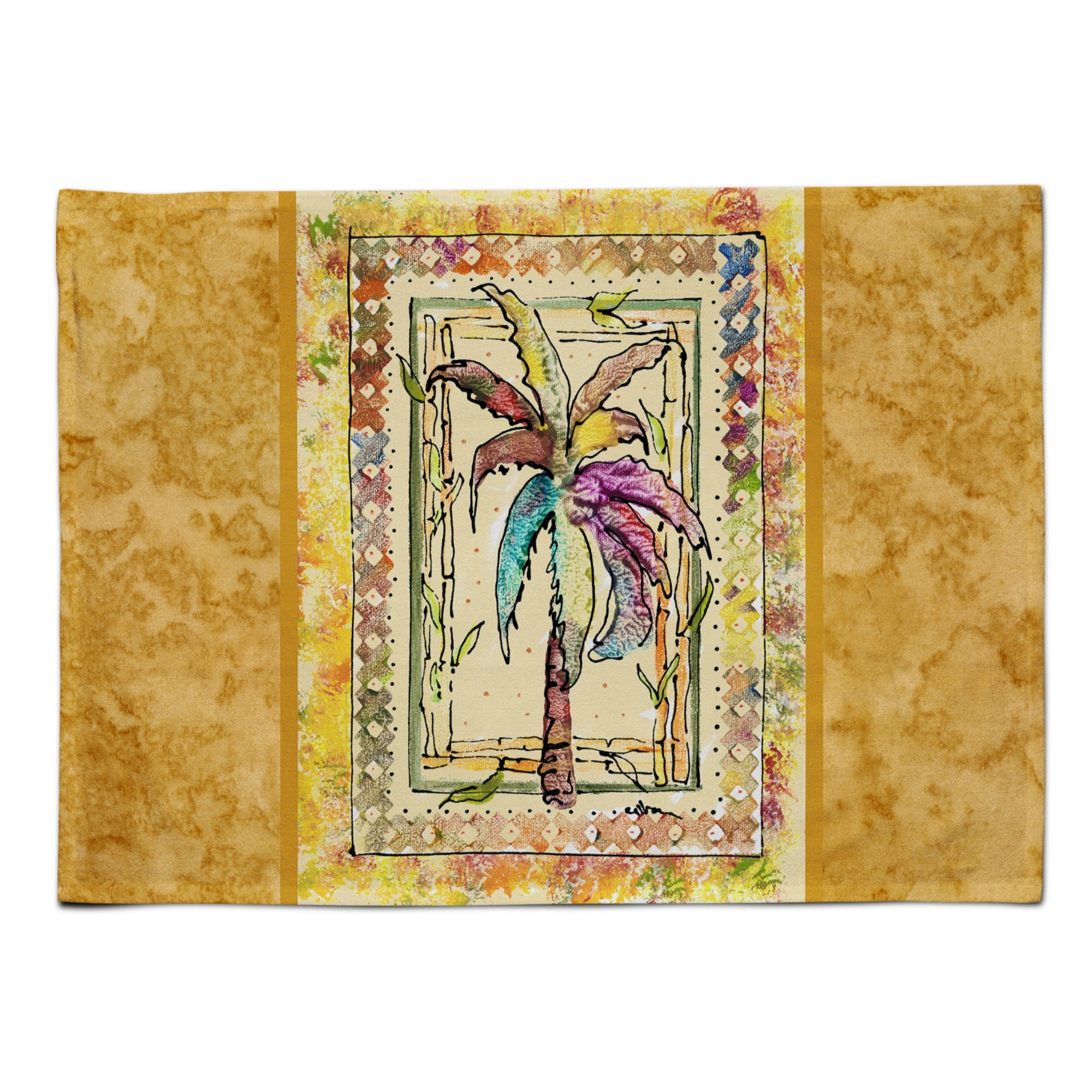 Caroline'S Treasures 8614Plmt Palm Tree Fabric Placemat, Multicolor