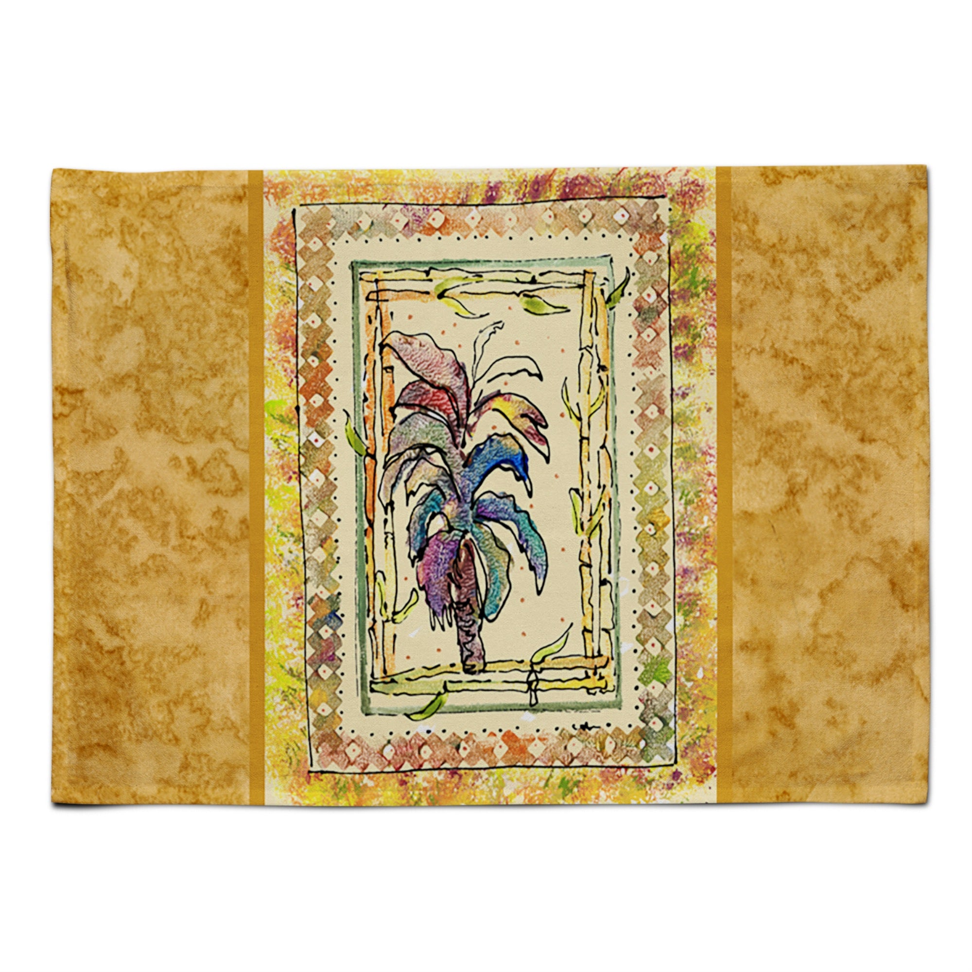 Caroline'S Treasures 8615Plmt Palm Tree Fabric Placemat, Multicolor