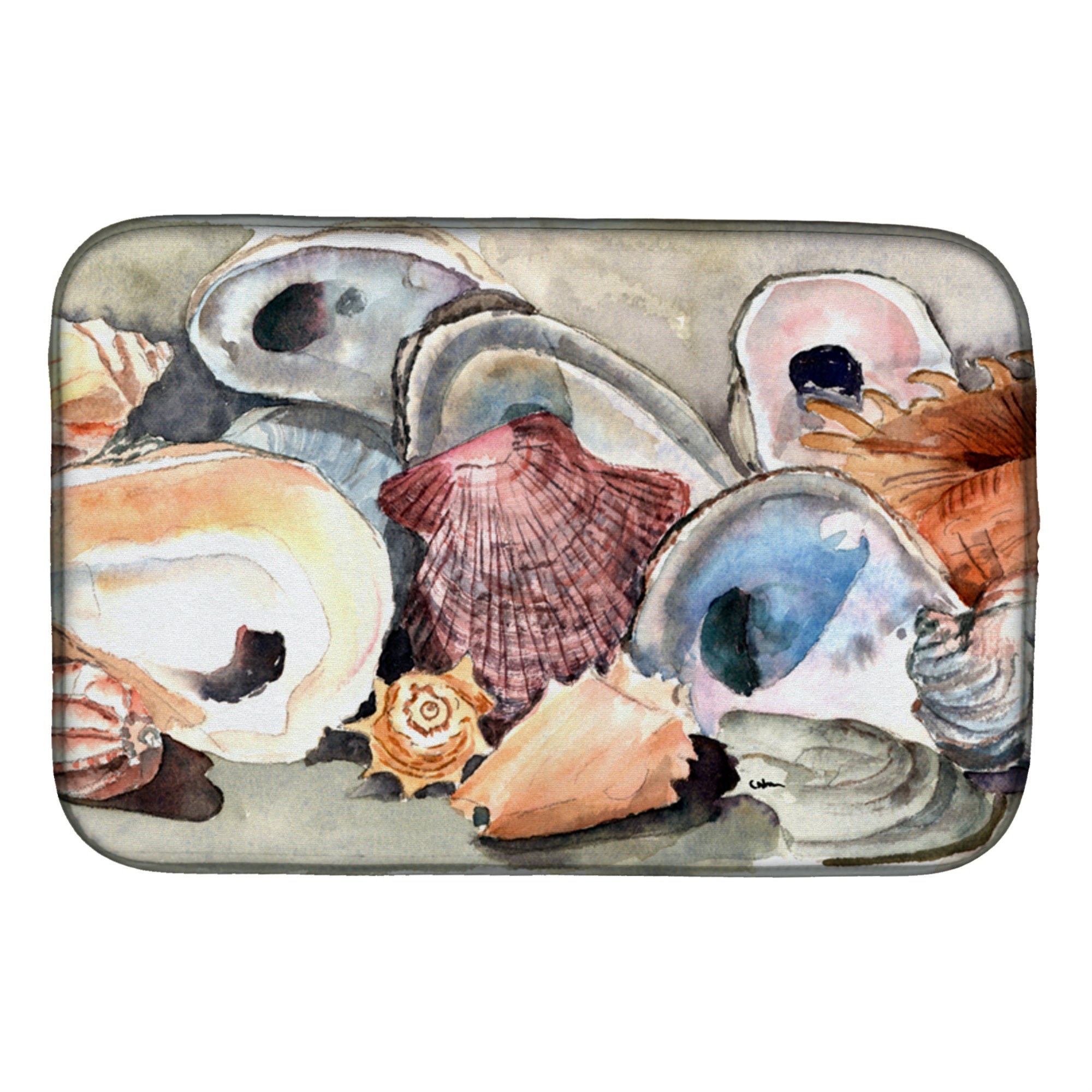Caroline'S Treasures Sea Shells Dish Drying Mat, 14 X 21, Multicolor