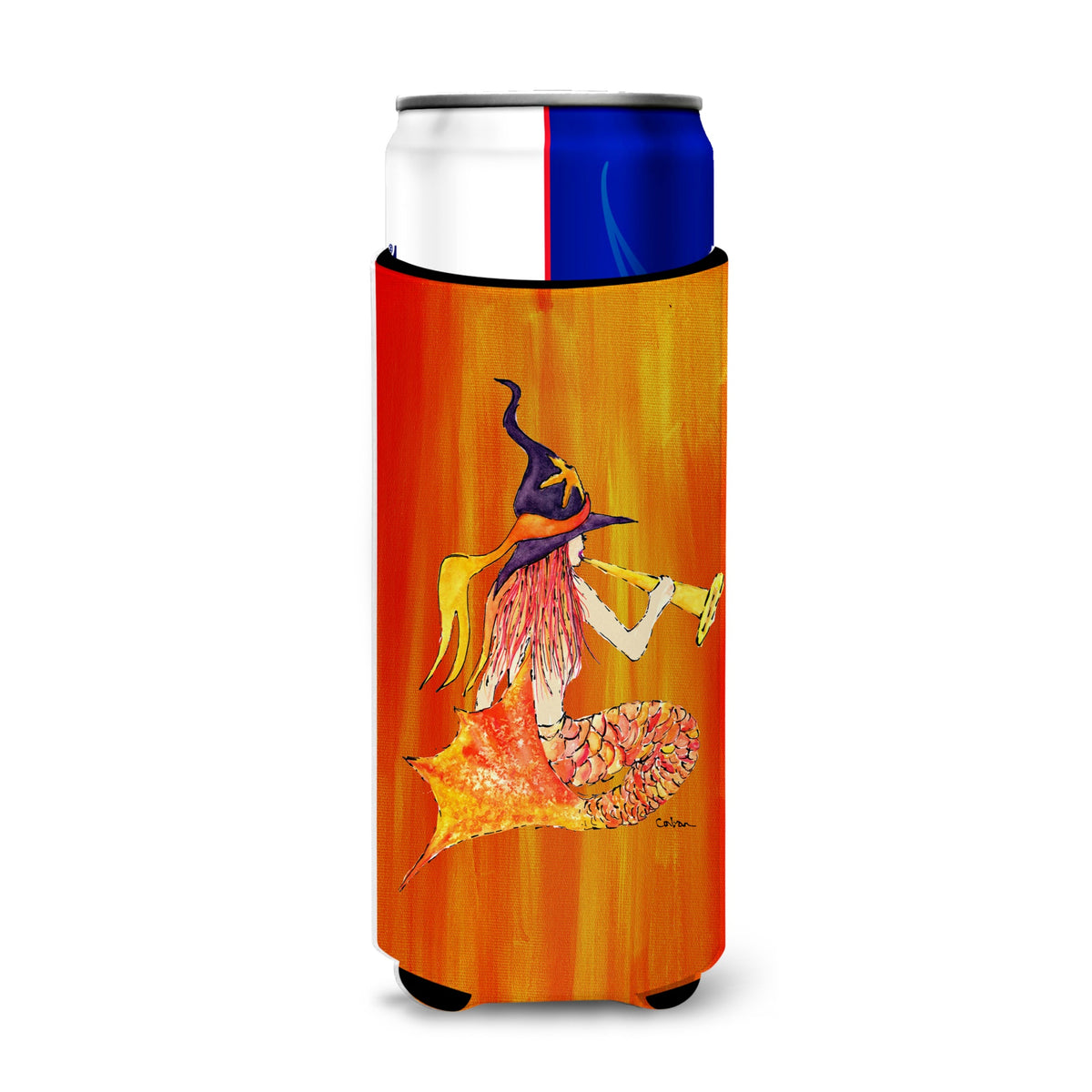 Mermaid In Witches Hat Halloween Ultra Beverage Insulators For Slim Cans 8629Muk