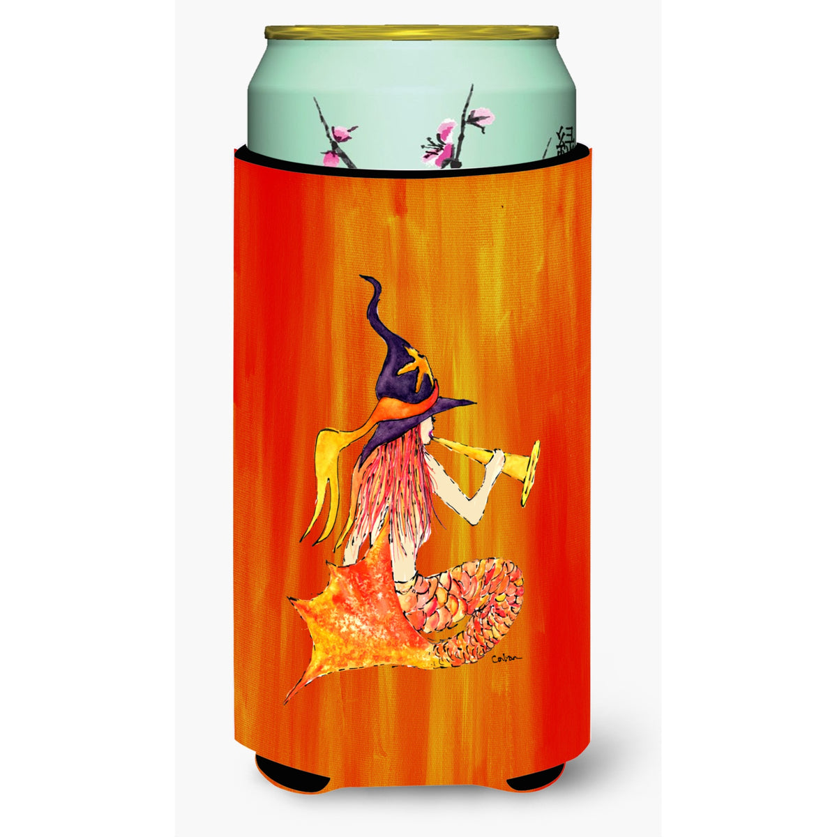 Mermaid In Witches Hat Halloween  Tall Boy Beverage Insulator Beverage Insulator Hugger
