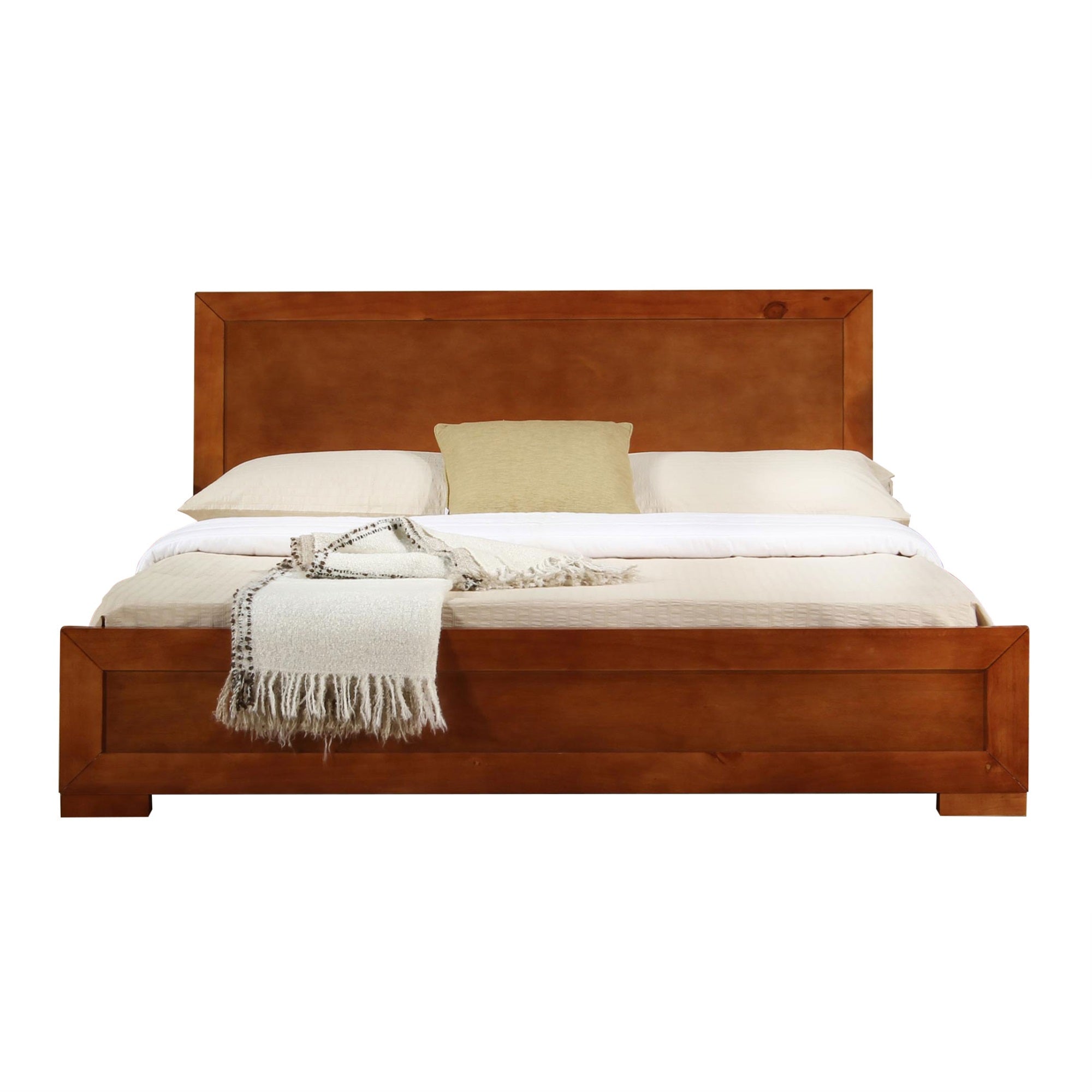 Trent Wooden Platform Bed In Cherry, Queen