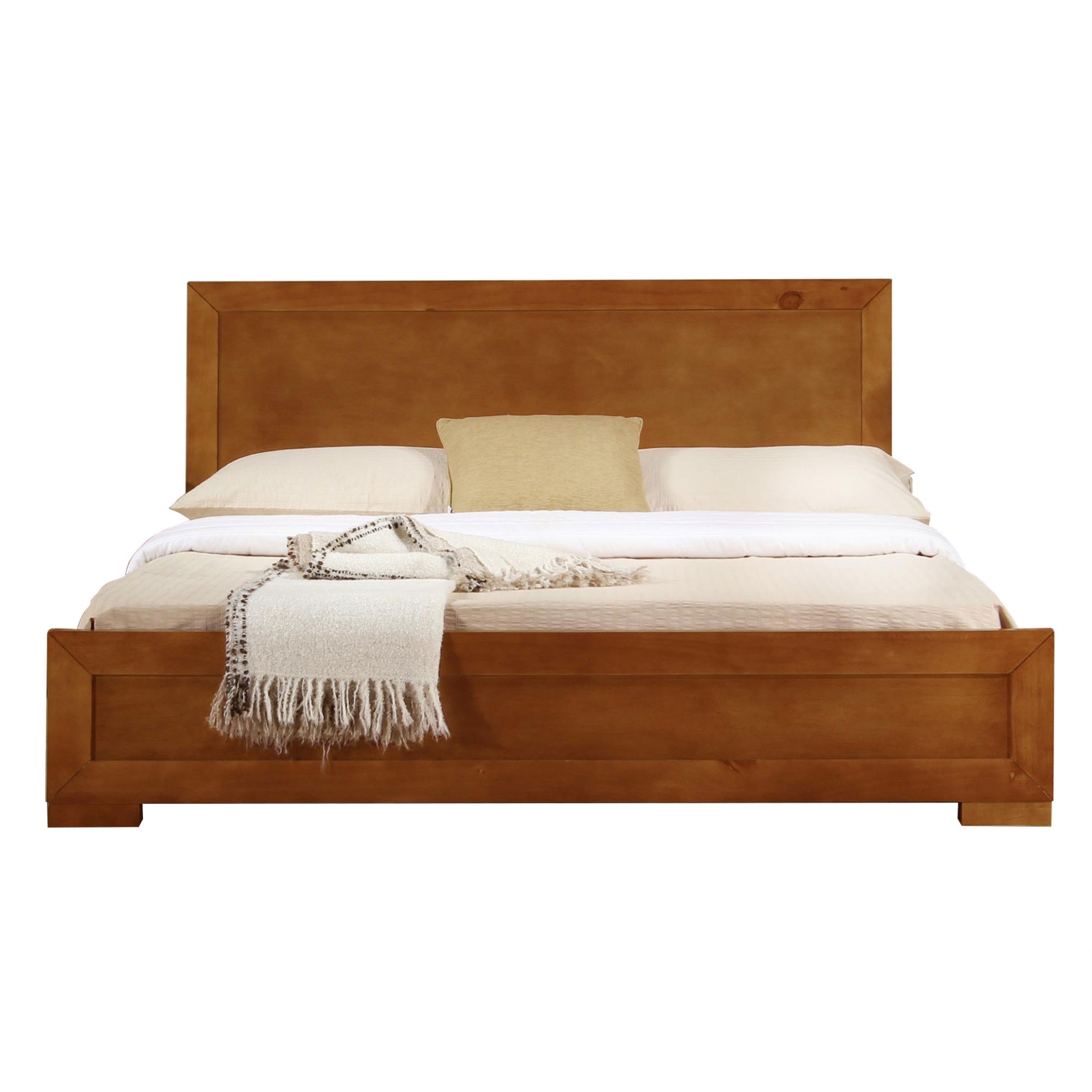 Trent Wooden Platform Bed In Oak, Queen