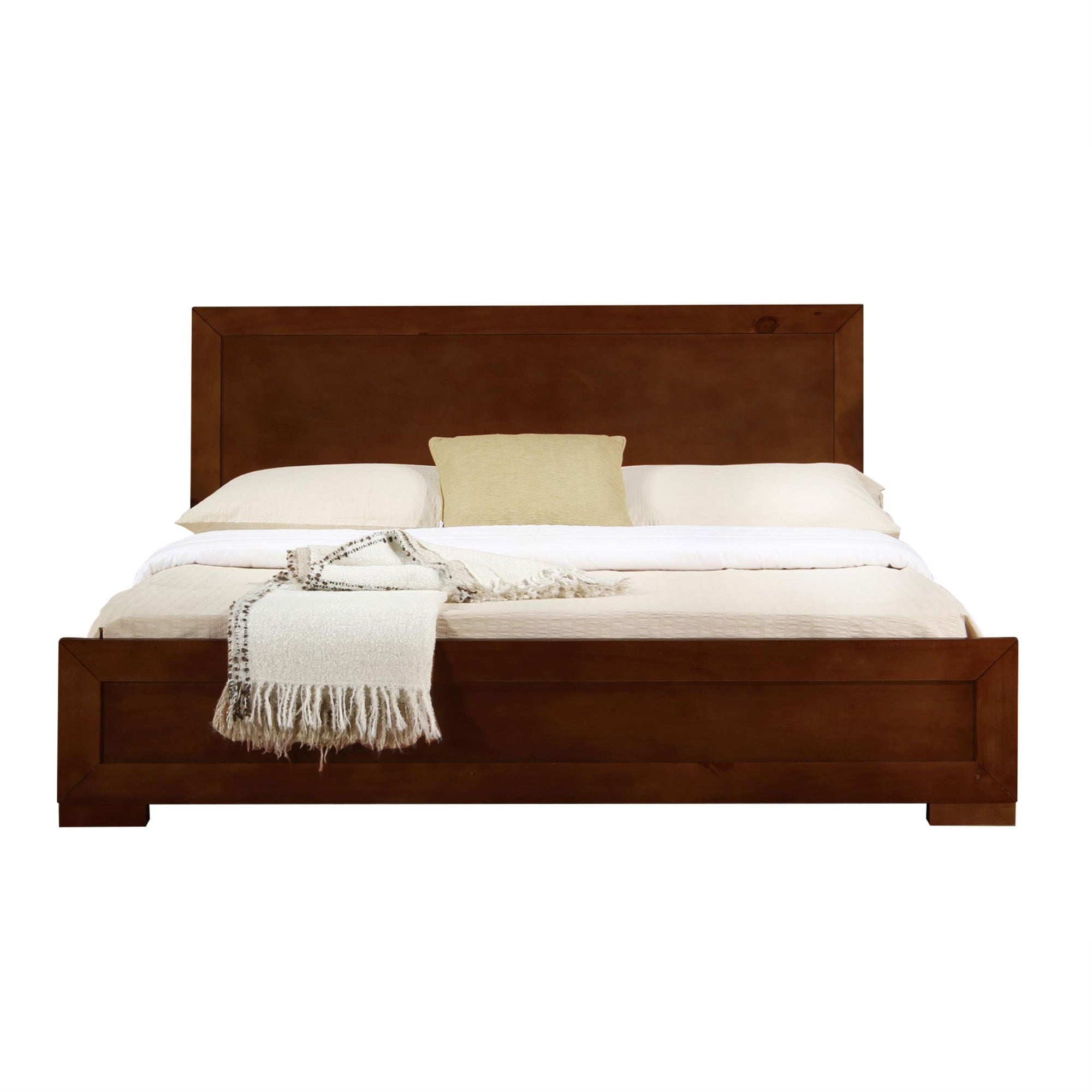 Trent Wooden Platform Bed In Walnut, Queen