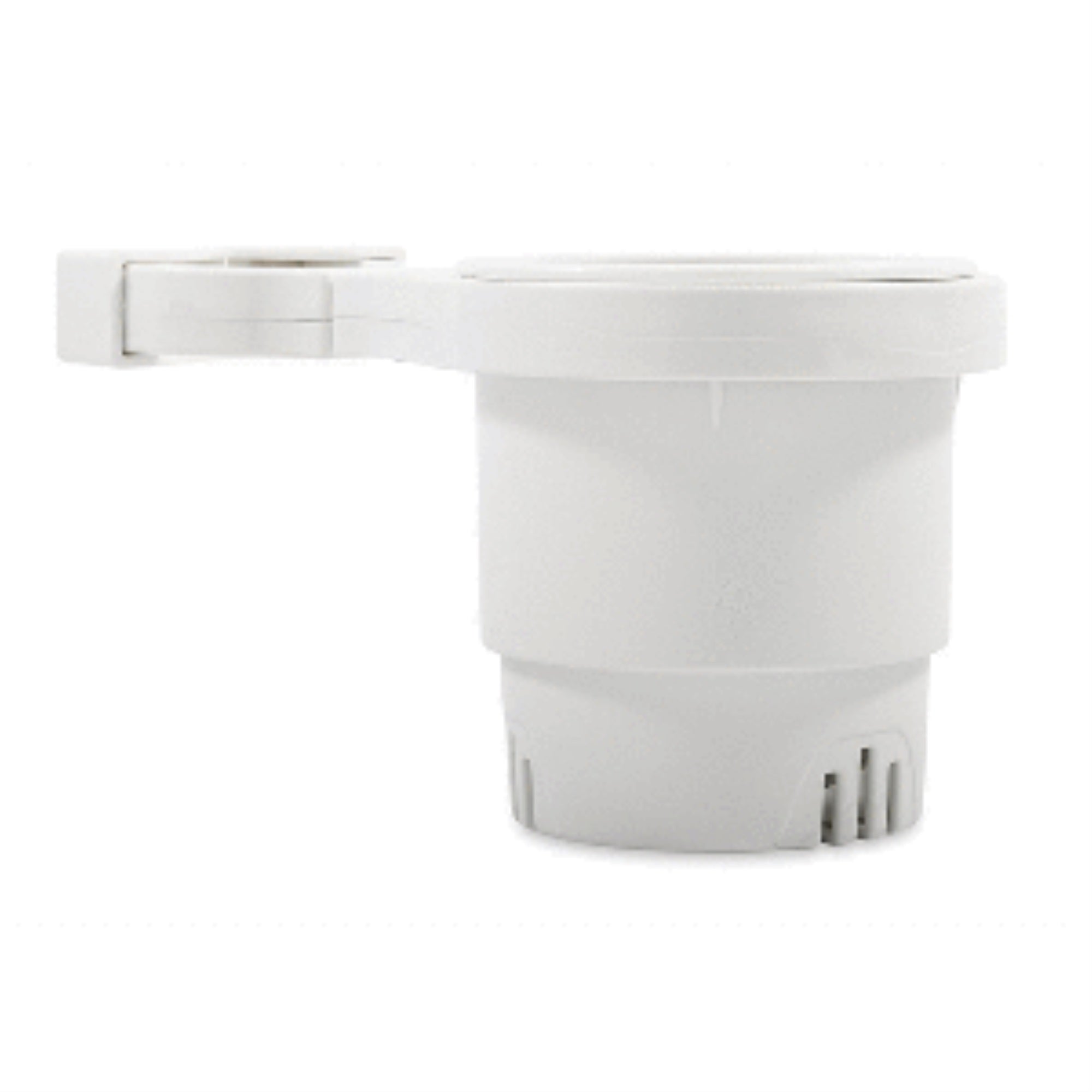 Camco Clamp-On Rail Mounted Cup Holder - Small For Up To 1-1/4' Rail - White