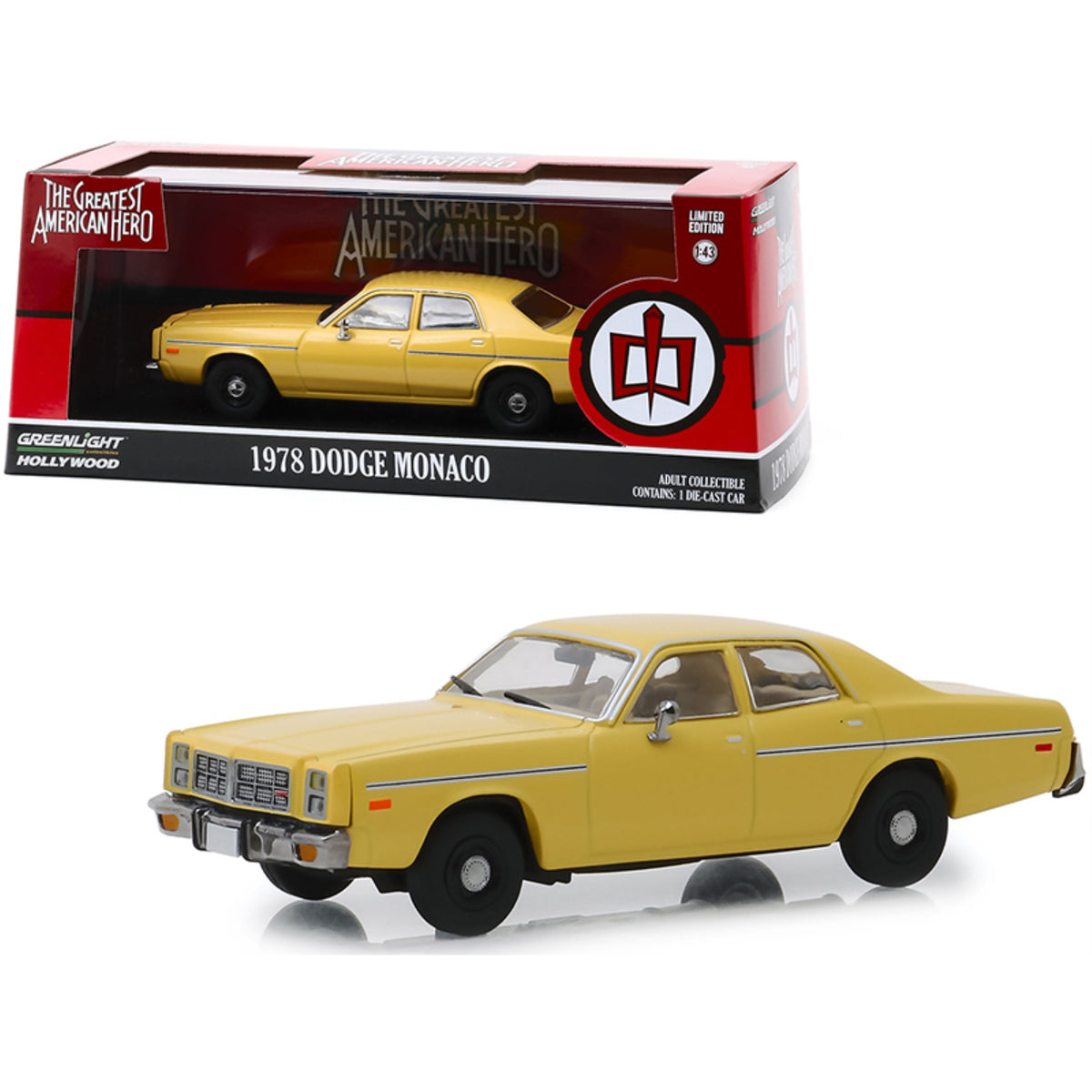 1978 Dodge Monaco Yellow 'The Greatest American Hero' (1981-1983) Tv Series  1/43 Diecast Model Car By Greenlight
