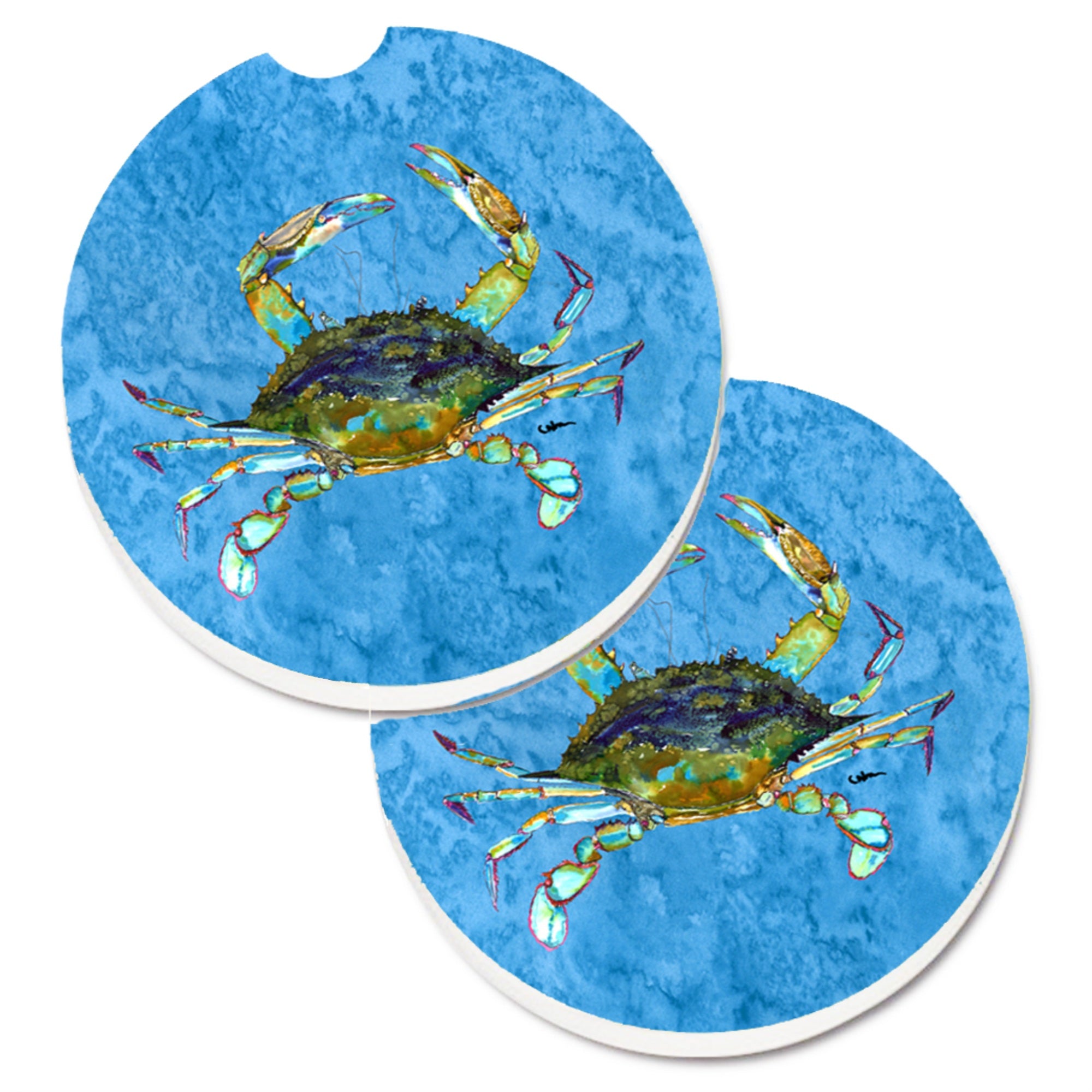 Caroline'S Treasures Crab Set Of 2 Cup Holder Car Coasters 8656Carc, 2.56, Multicolor