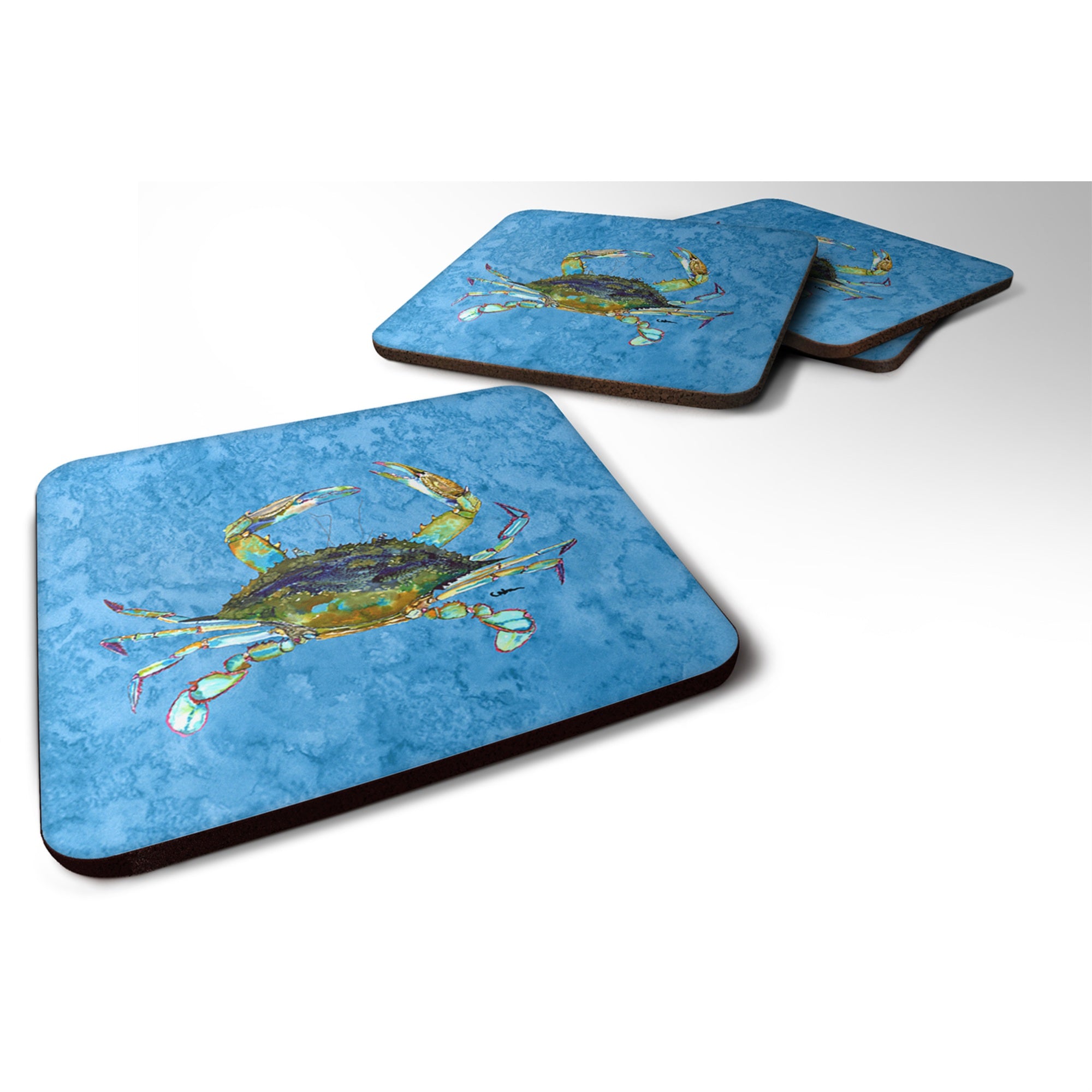 Caroline'S Treasures 8656Fc Crab Foam Coasters (Set Of 4), 3.5 H X 3.5 W, Multicolor