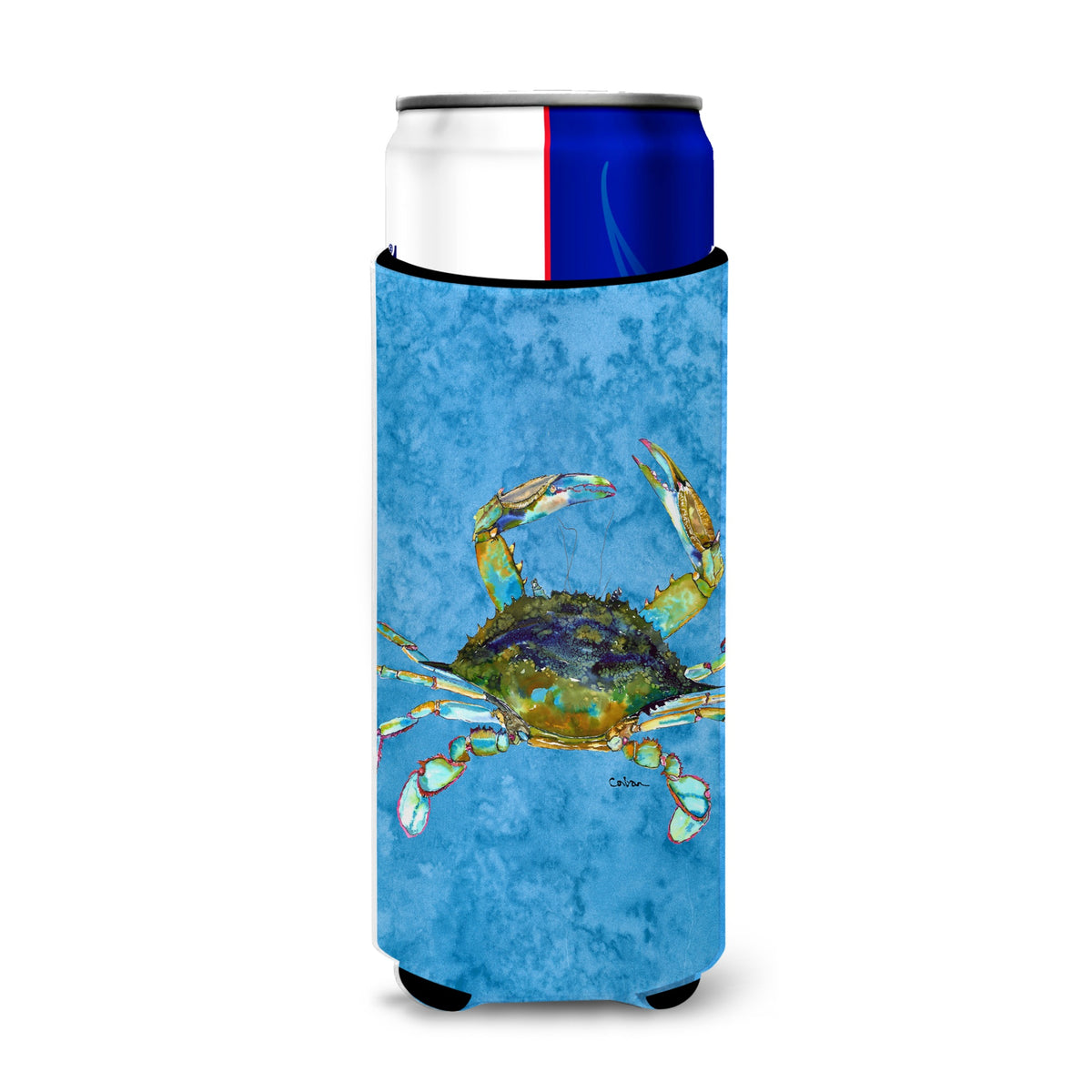 Blue Crab On Blue Ultra Beverage Insulators For Slim Cans 8656Muk