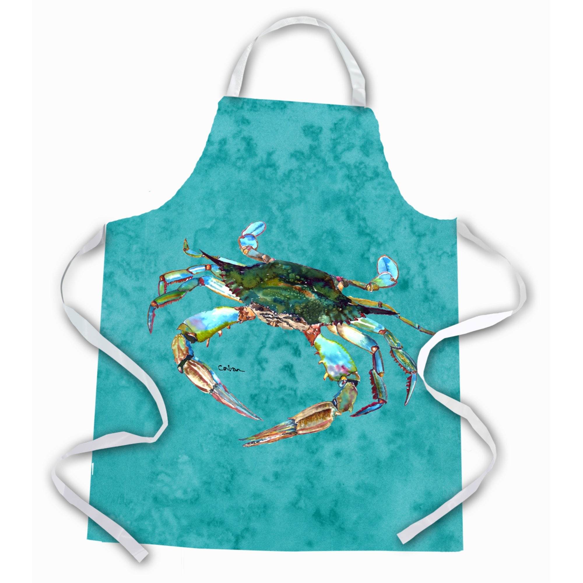 Caroline'S Treasures 8657Apron Blue Crab On Teal Apron, Large, Multicolor