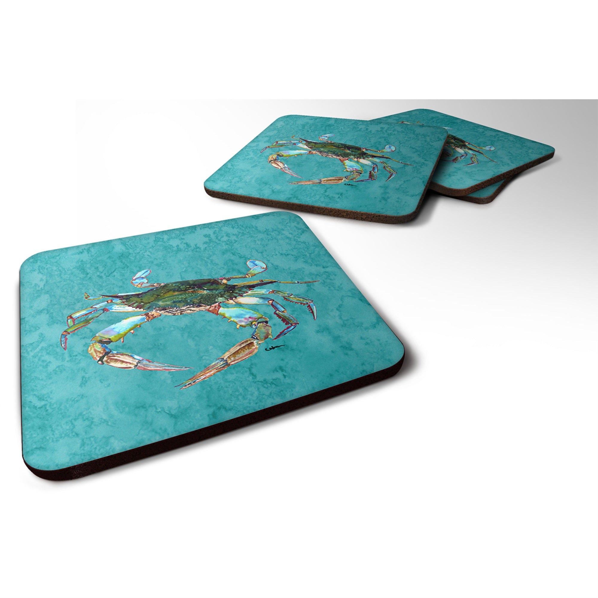 Caroline'S Treasures 8657Fc Crab Foam Coasters (Set Of 4), 3.5 H X 3.5 W, Multicolor