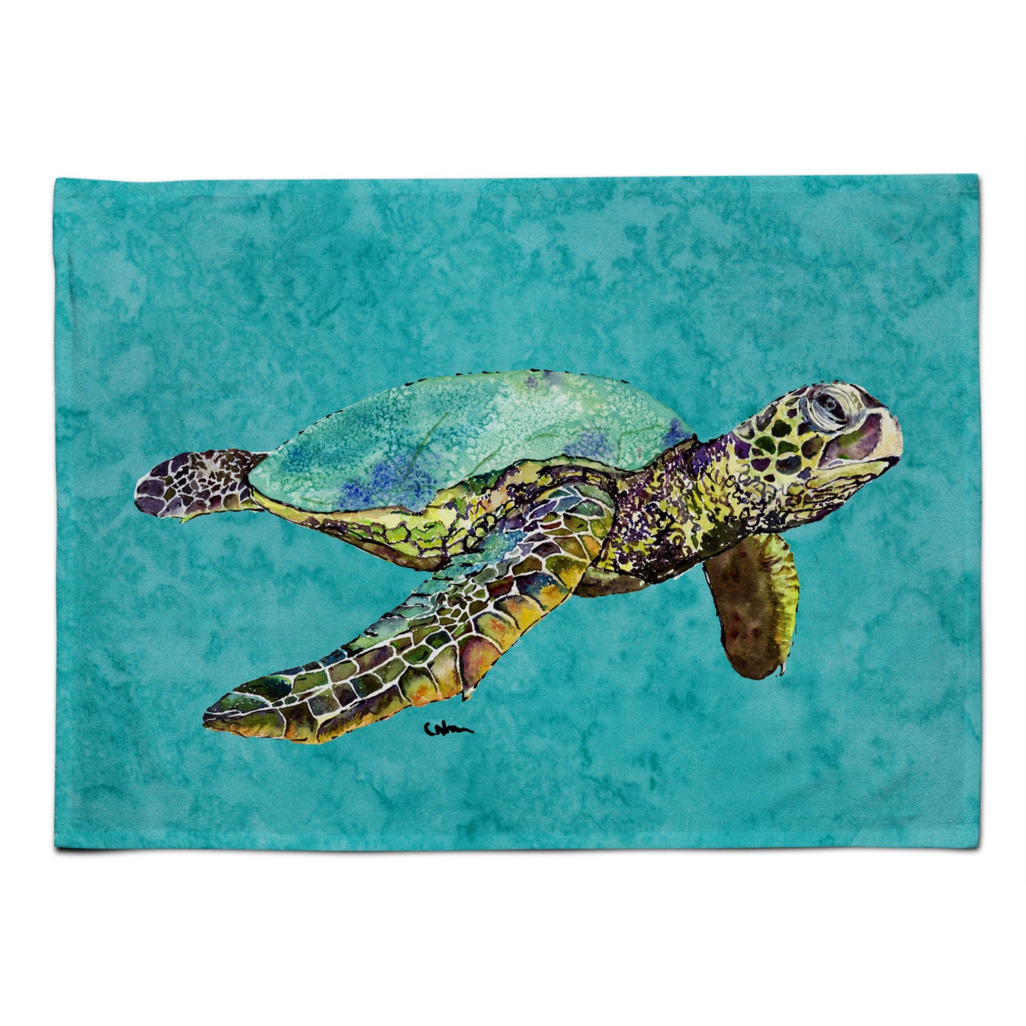 Caroline'S Treasures 8659Plmt Turtle Swimming Fabric Placemat, Multicolor