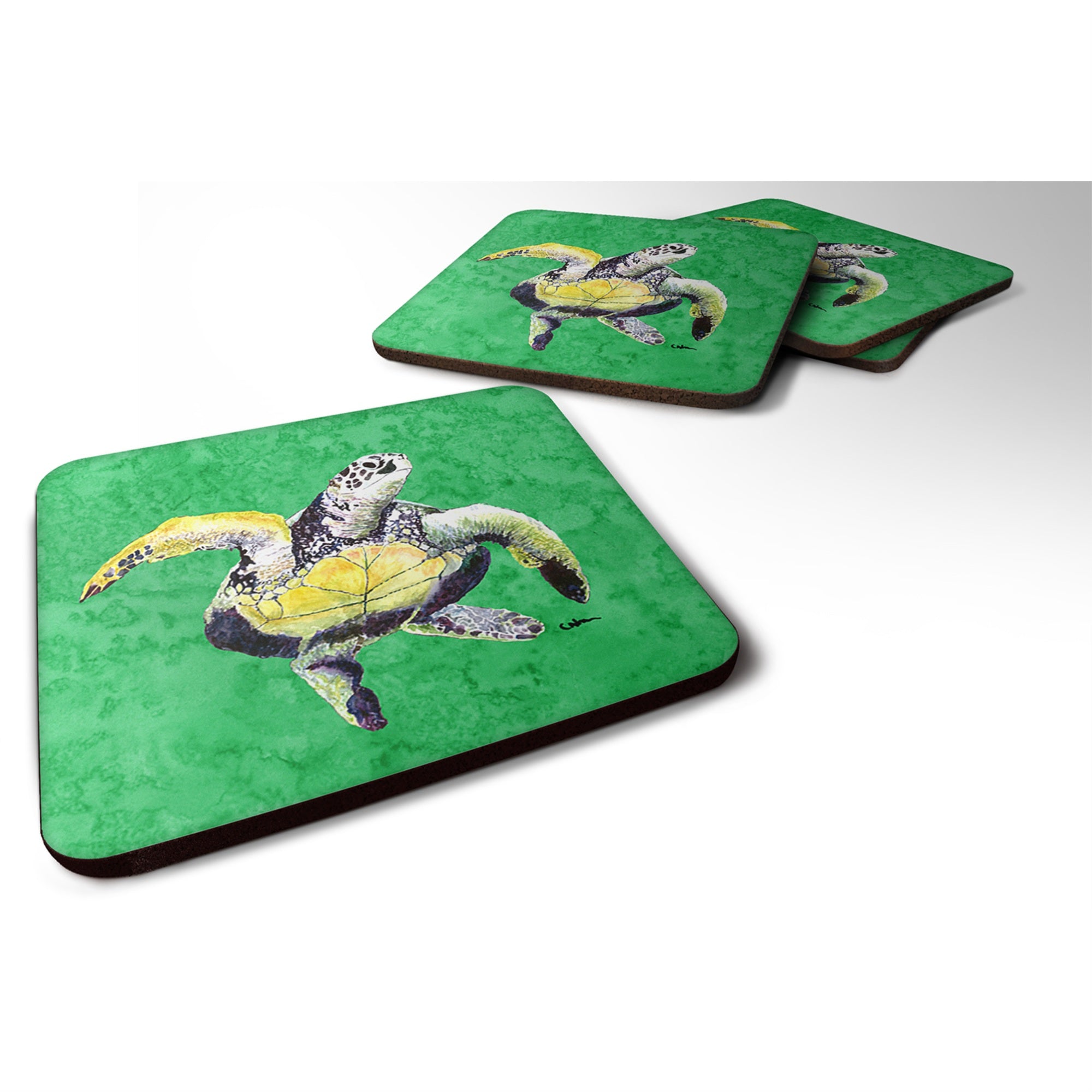 Caroline'S Treasures 8671Fc Turtle Foam Coasters (Set Of 4), 3.5 H X 3.5 W, Multicolor