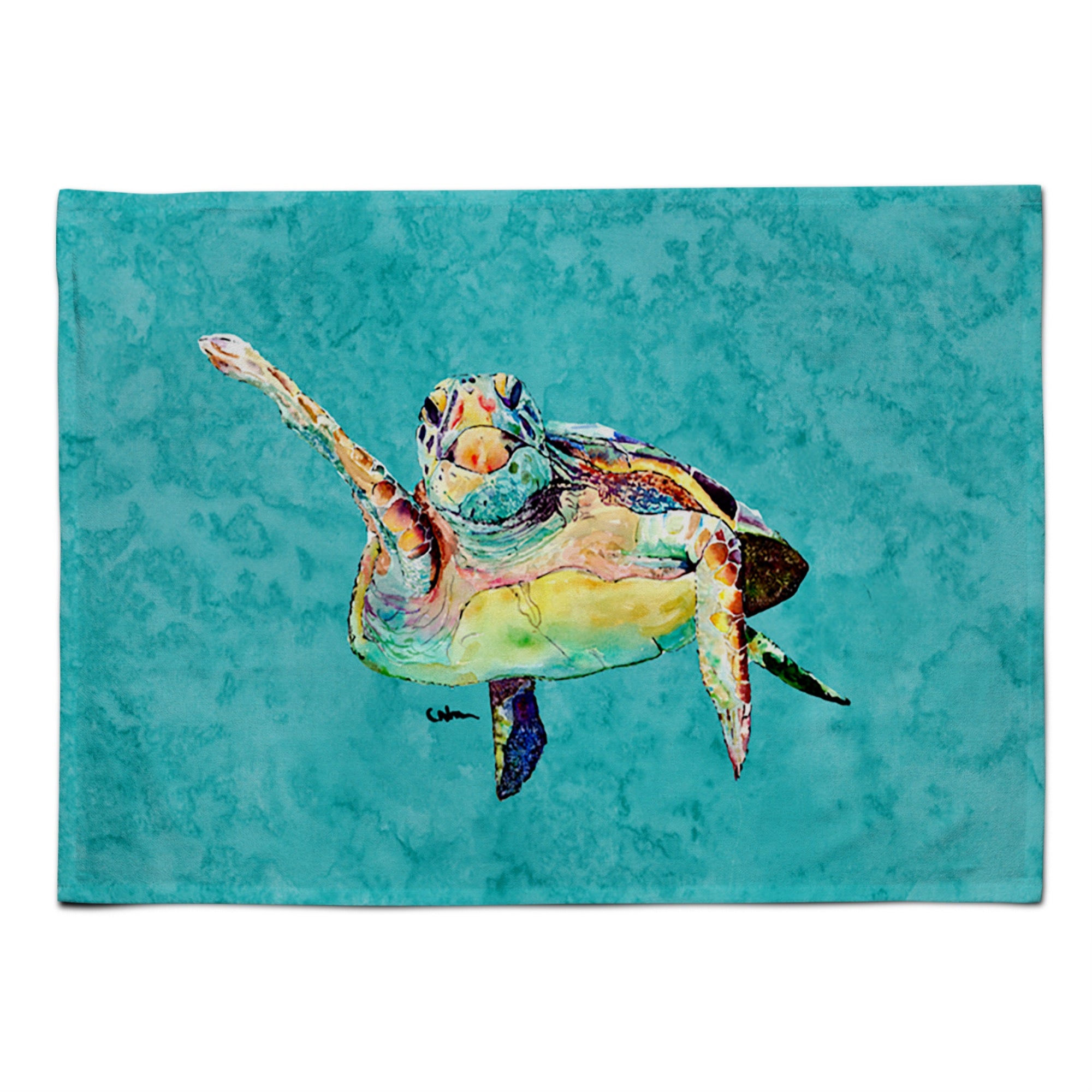 Caroline'S Treasures 8672Plmt Turtle Hi Five Fabric Placemat, Multicolor