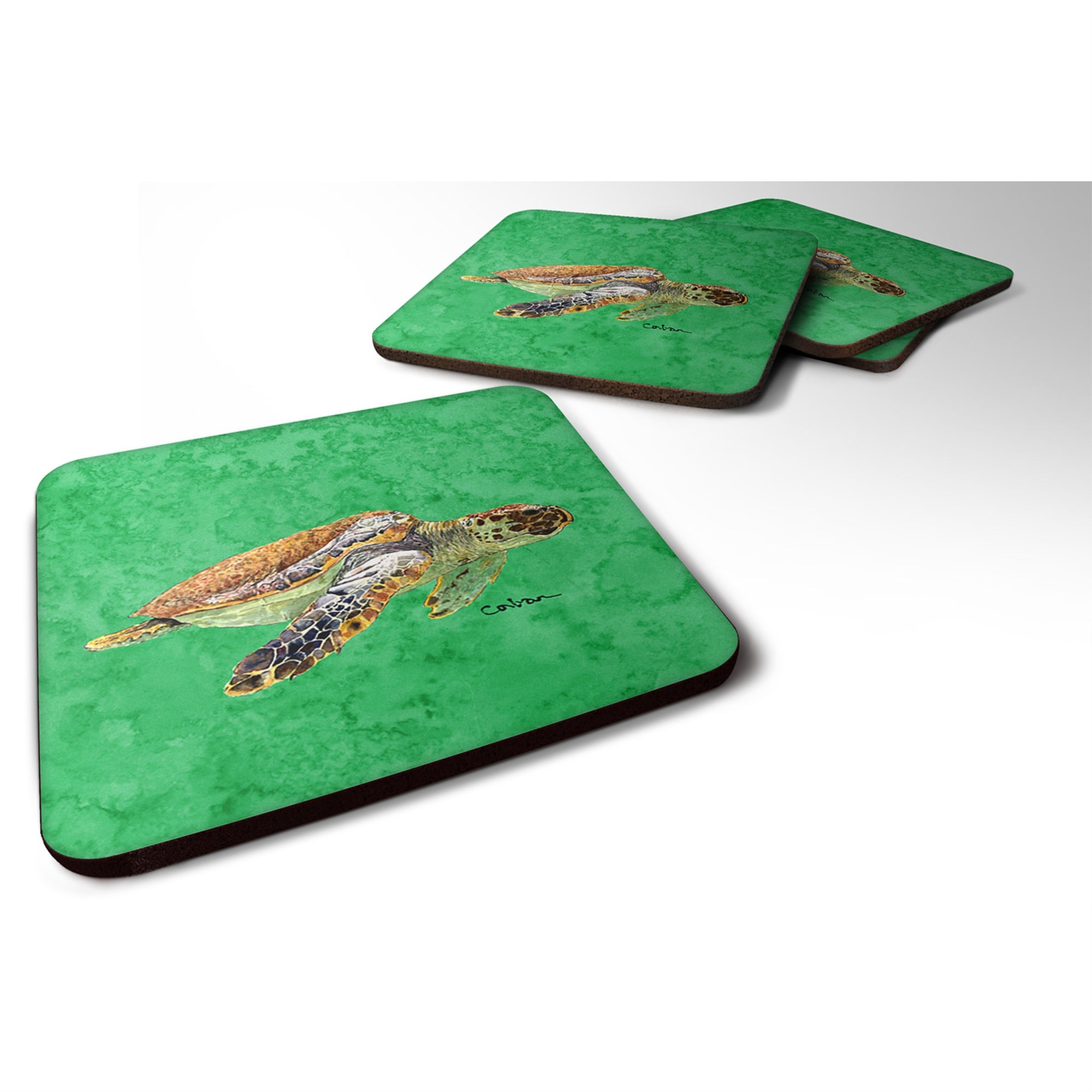 Caroline'S Treasures 8675Fc Turtle Foam Coasters (Set Of 4), 3.5 H X 3.5 W, Multicolor