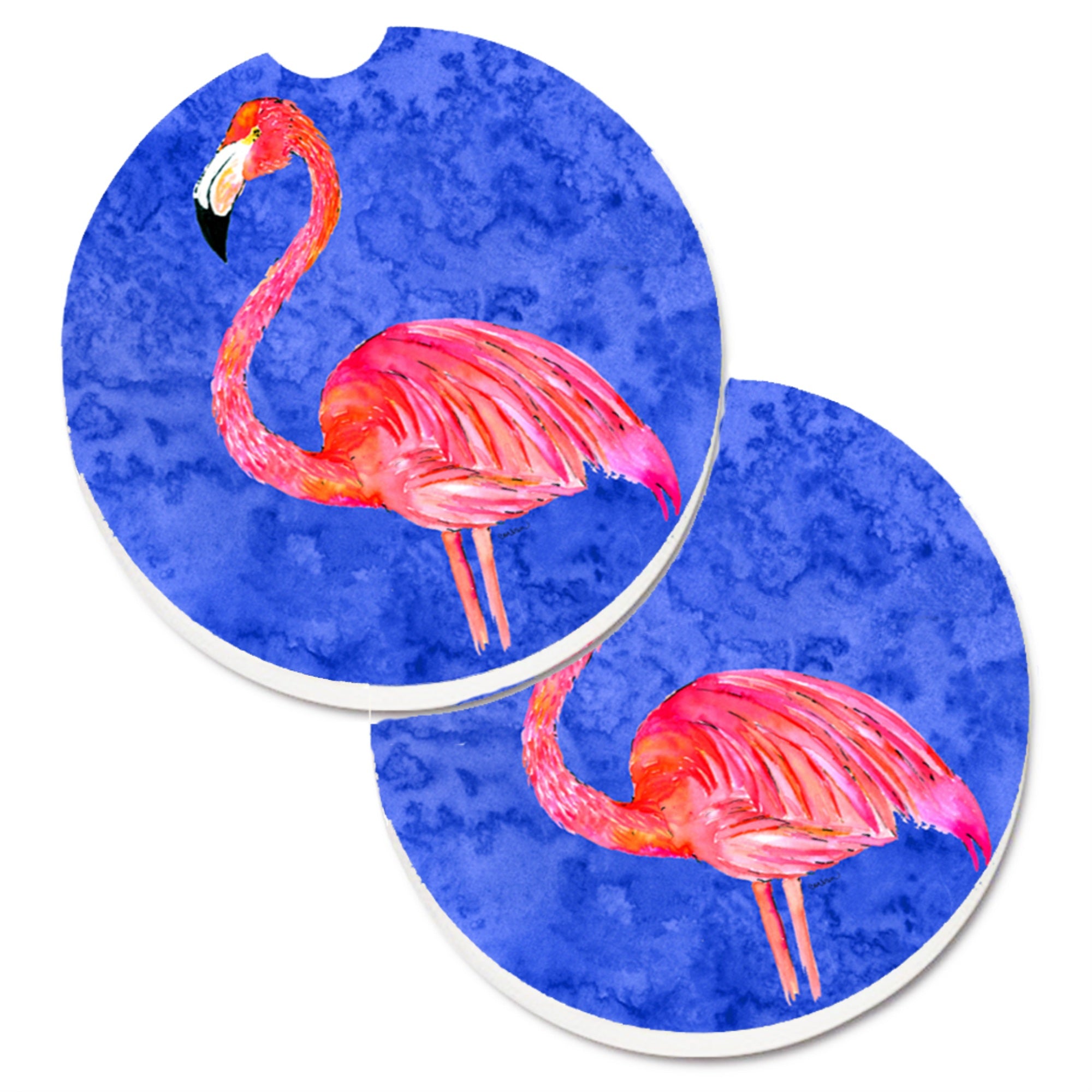 Caroline'S Treasures Flamingo Set Of 2 Cup Holder Car Coasters 8685Carc, 2.56, Multicolor