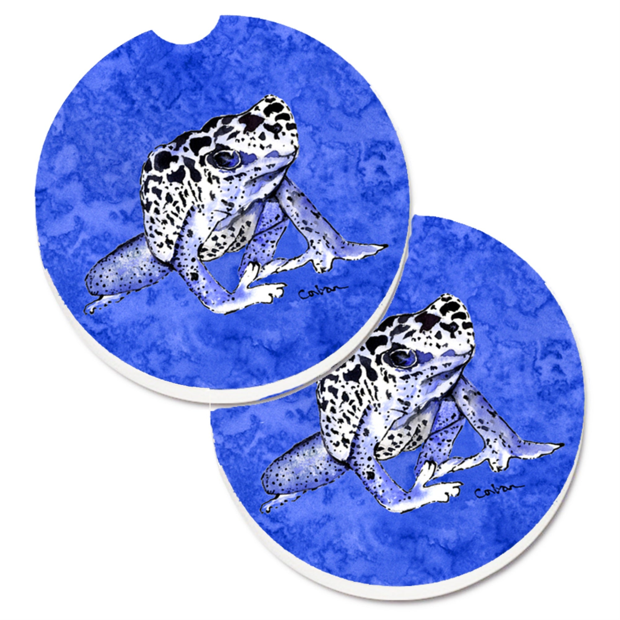Caroline'S Treasures Frog Set Of 2 Cup Holder Car Coasters 8687Carc, 2.56, Multicolor