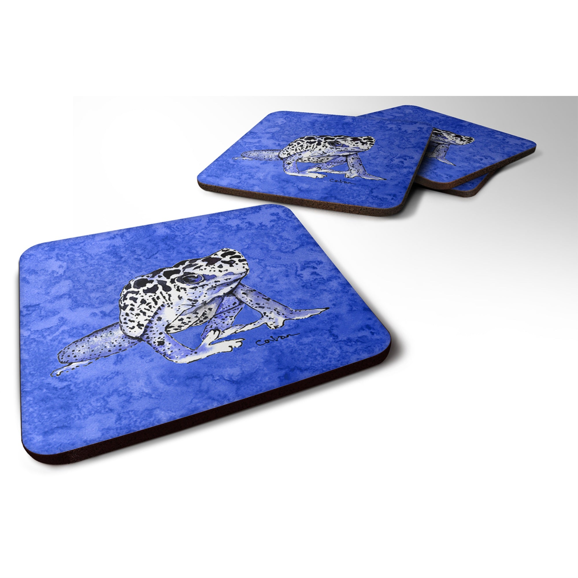 Caroline'S Treasures 8687Fc Frog Foam Coasters (Set Of 4), 3.5 H X 3.5 W, Multicolor
