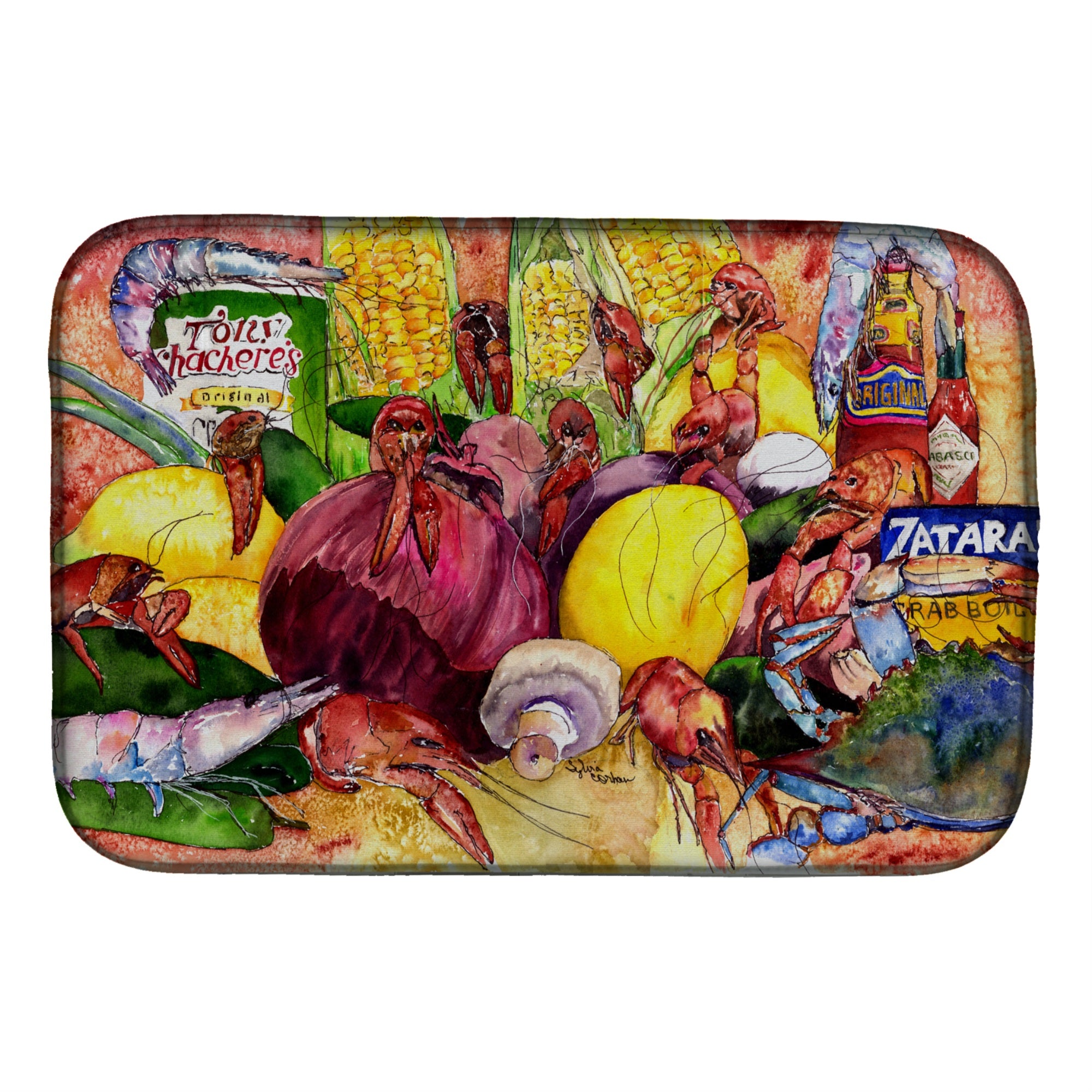 Caroline'S Treasures Crawfish With Spices And Corn Dish Drying Mat, 14 X 21, Multicolor