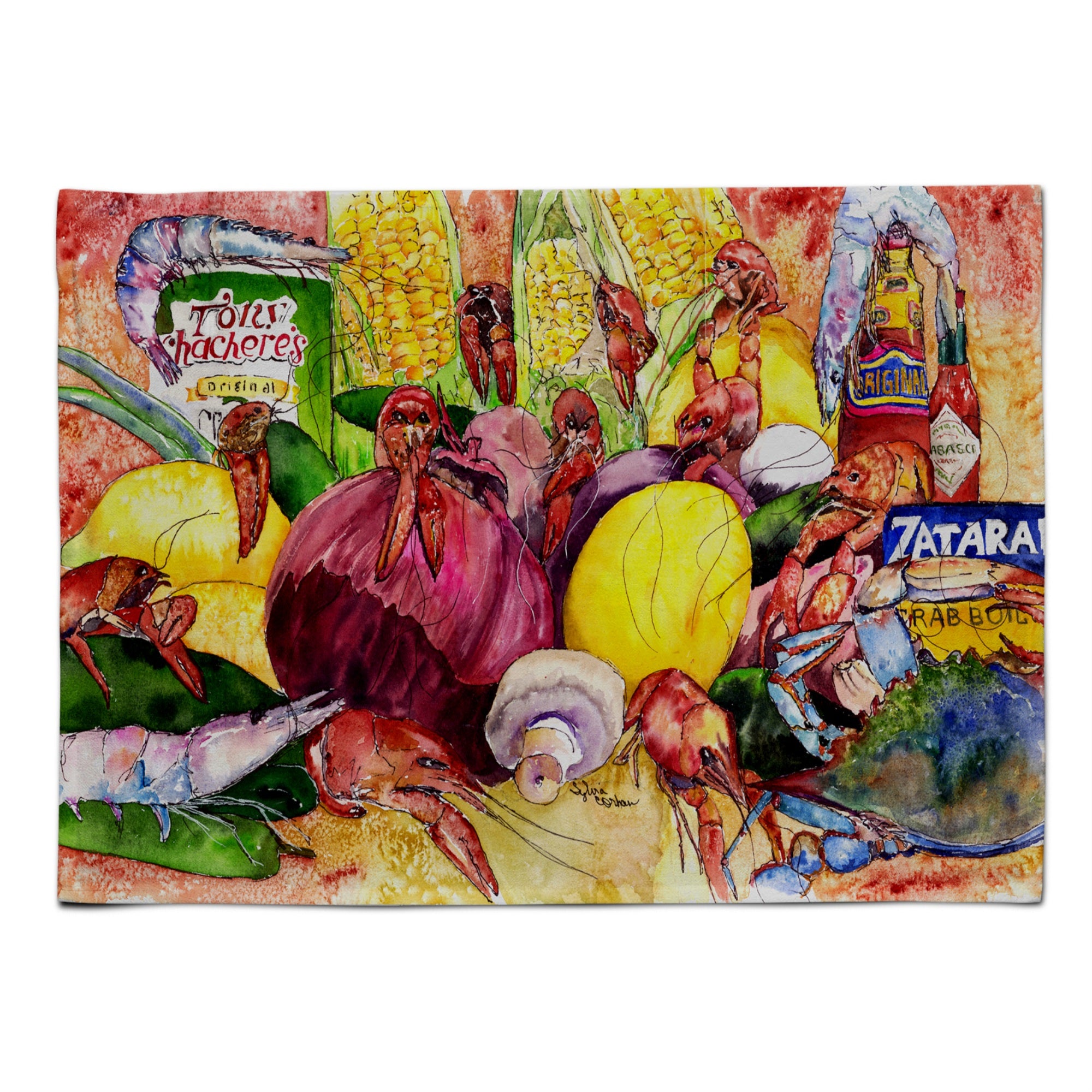 Caroline'S Treasures 8698Plmt Crawfish With Spices And Corn Fabric Placemat, Multicolor