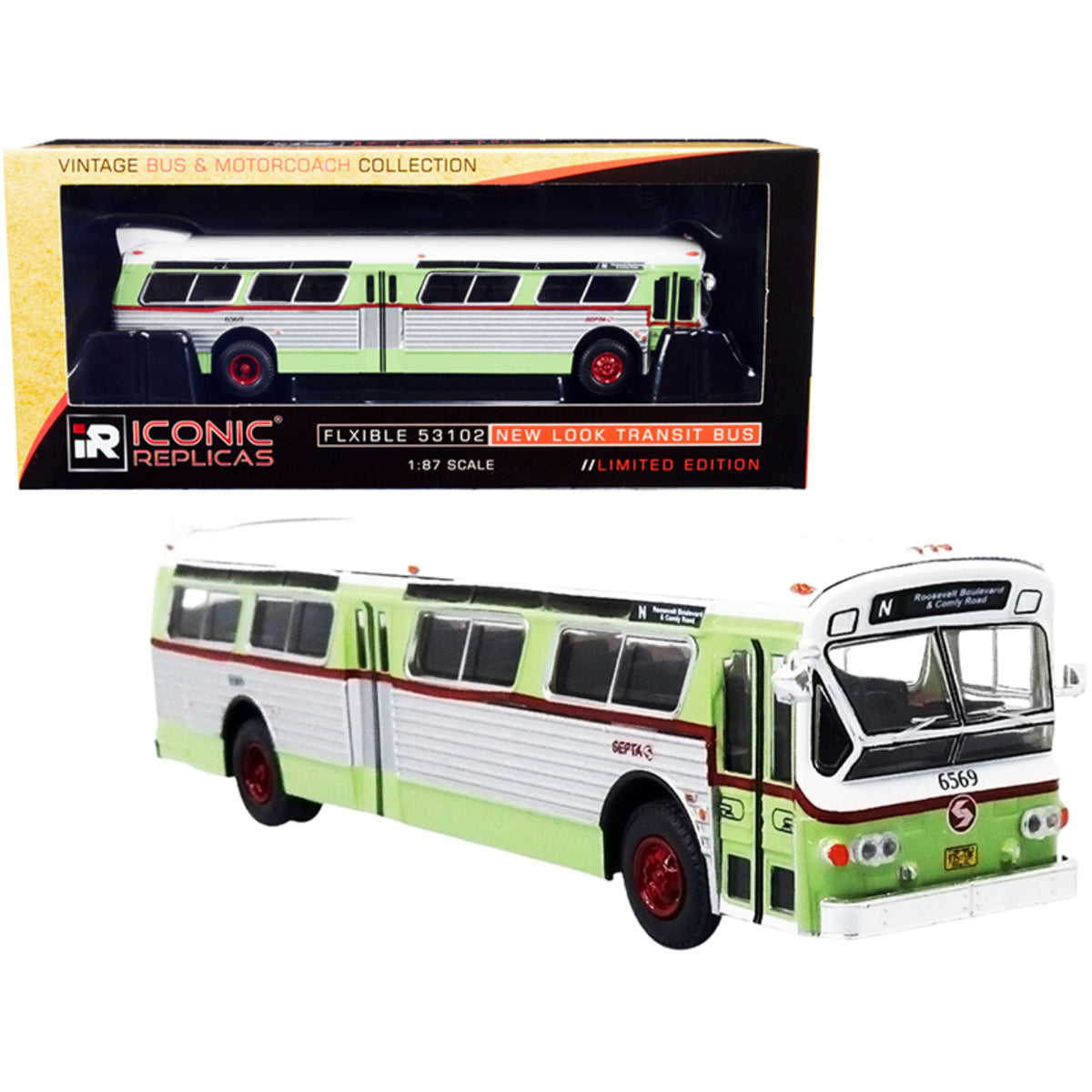 Flxible 53102 Transit Bus #N Roosevelt Blvd. & Comly Road Septa Philadelphia (Pennsylvania) Light Green And Silver With Whit
