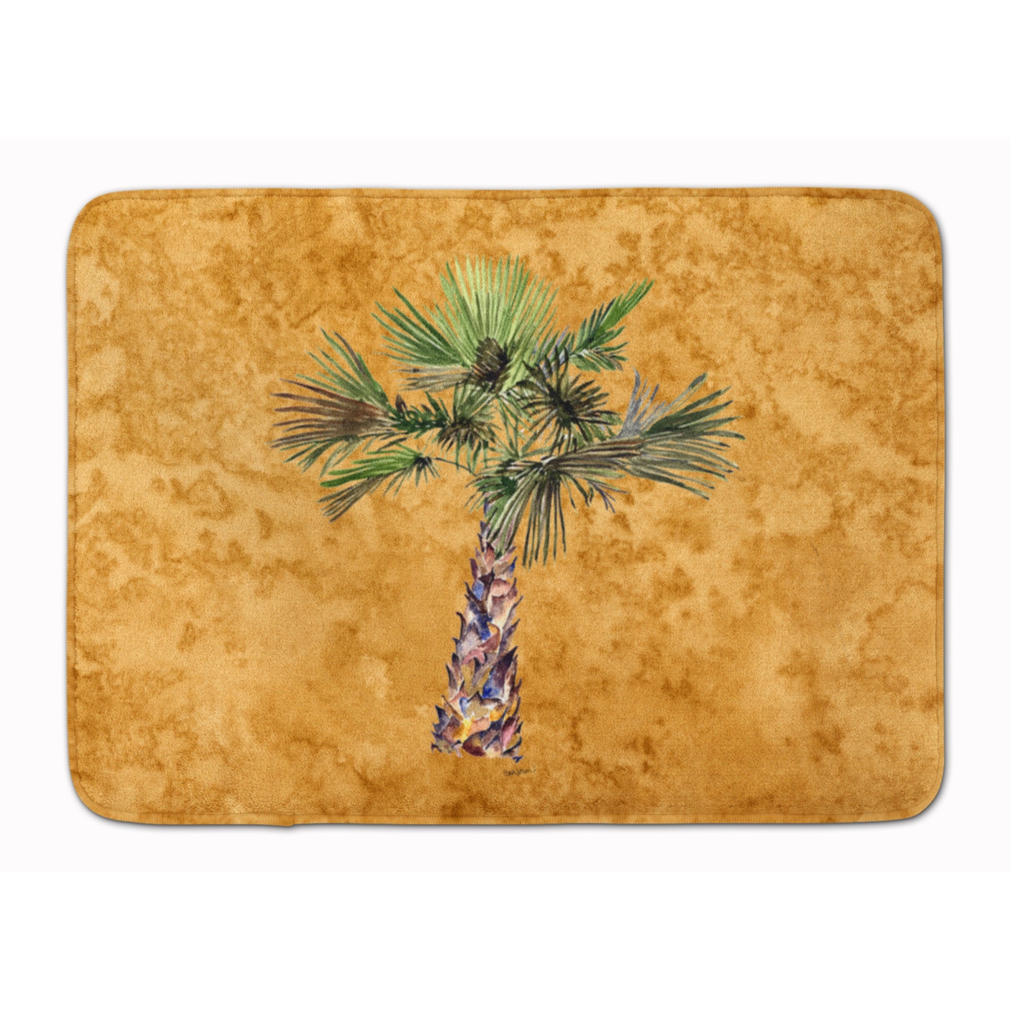 Caroline'S Treasures Palm Tree On Gold Floor Mat, 19 X 27, Multicolor