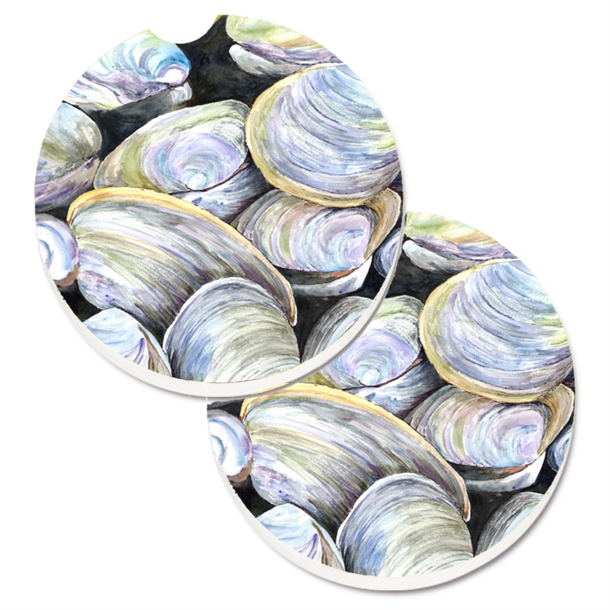 Caroline'S Treasures Clam Quahog Set Of 2 Cup Holder Car Coasters 8714Carc, 2.56, Multicolor