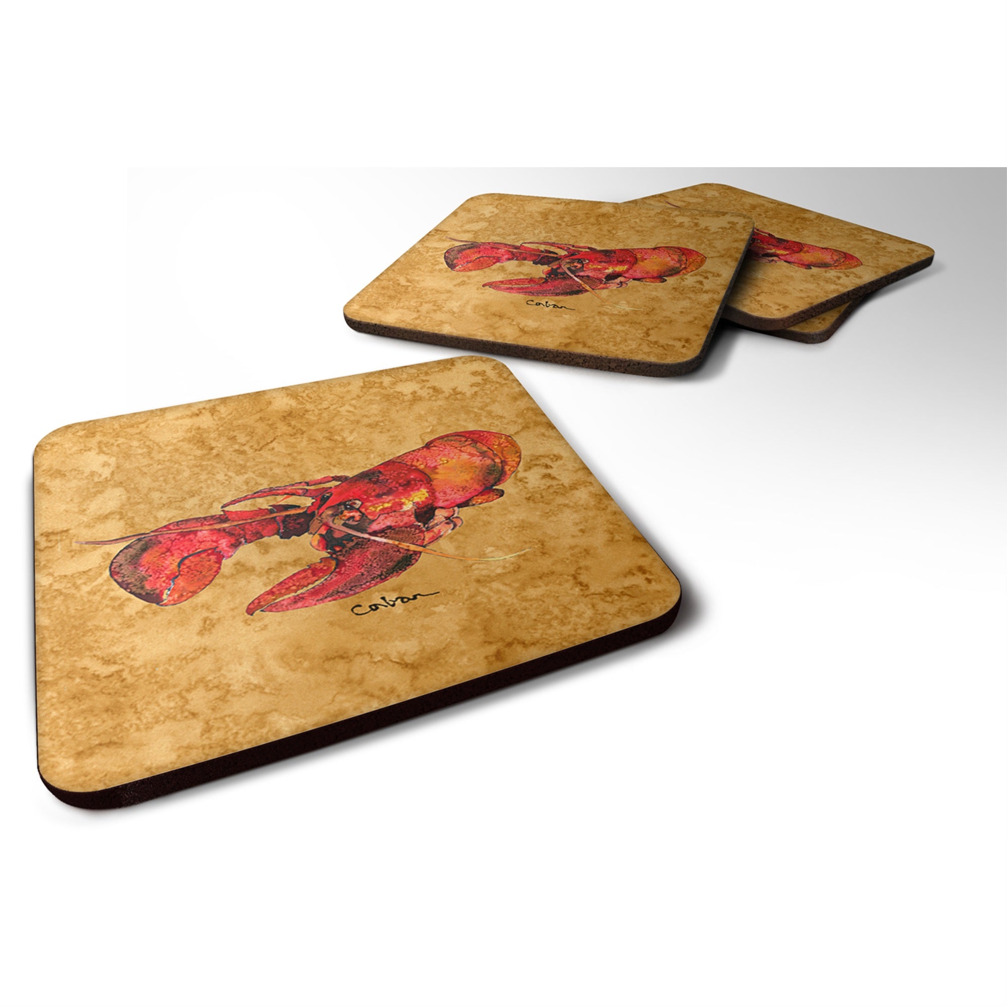 Caroline'S Treasures 8715Fc Lobster Foam Coasters (Set Of 4), 3.5 H X 3.5 W, Multicolor