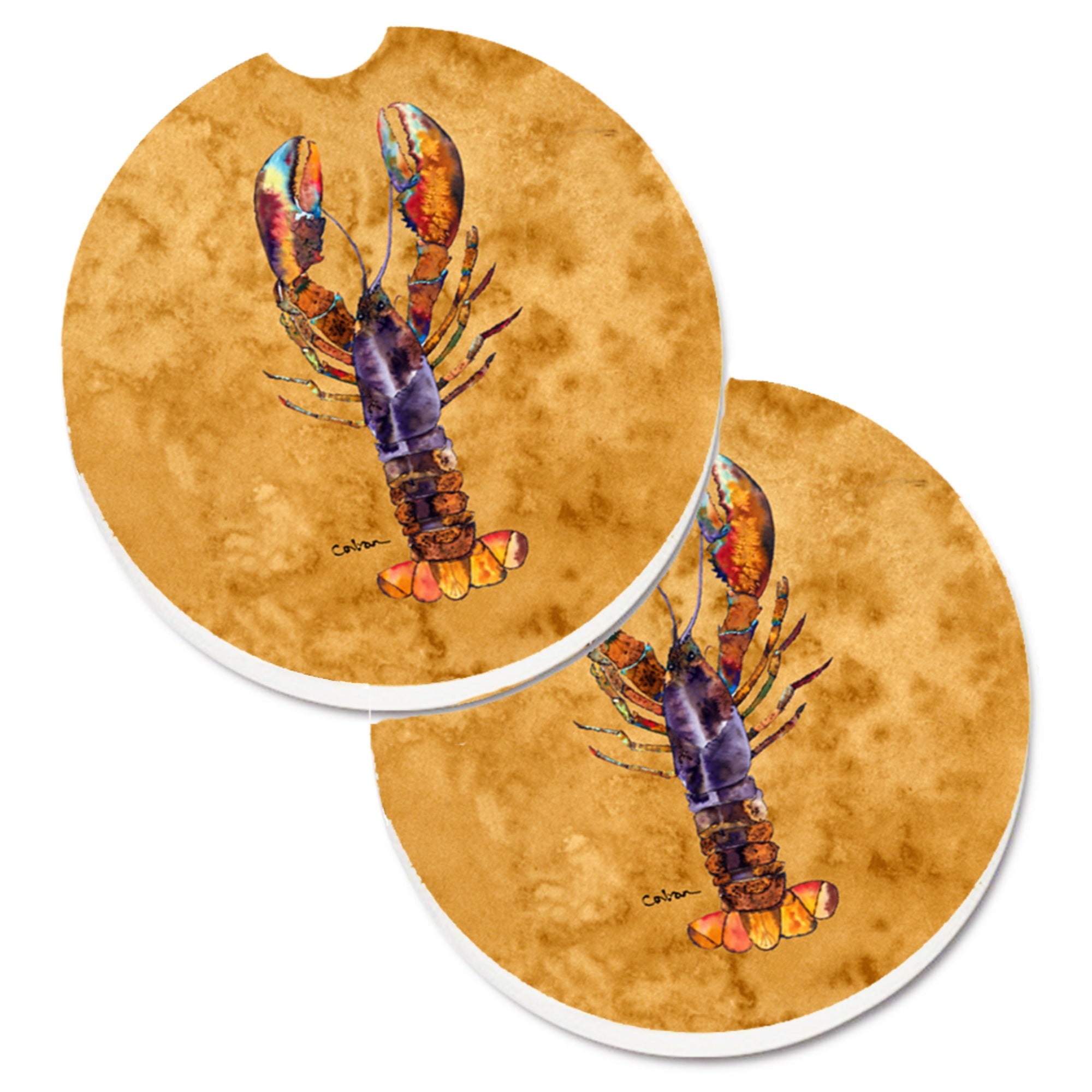 Caroline'S Treasures Lobster Set Of 2 Cup Holder Car Coasters 8716Carc, 2.56, Multicolor