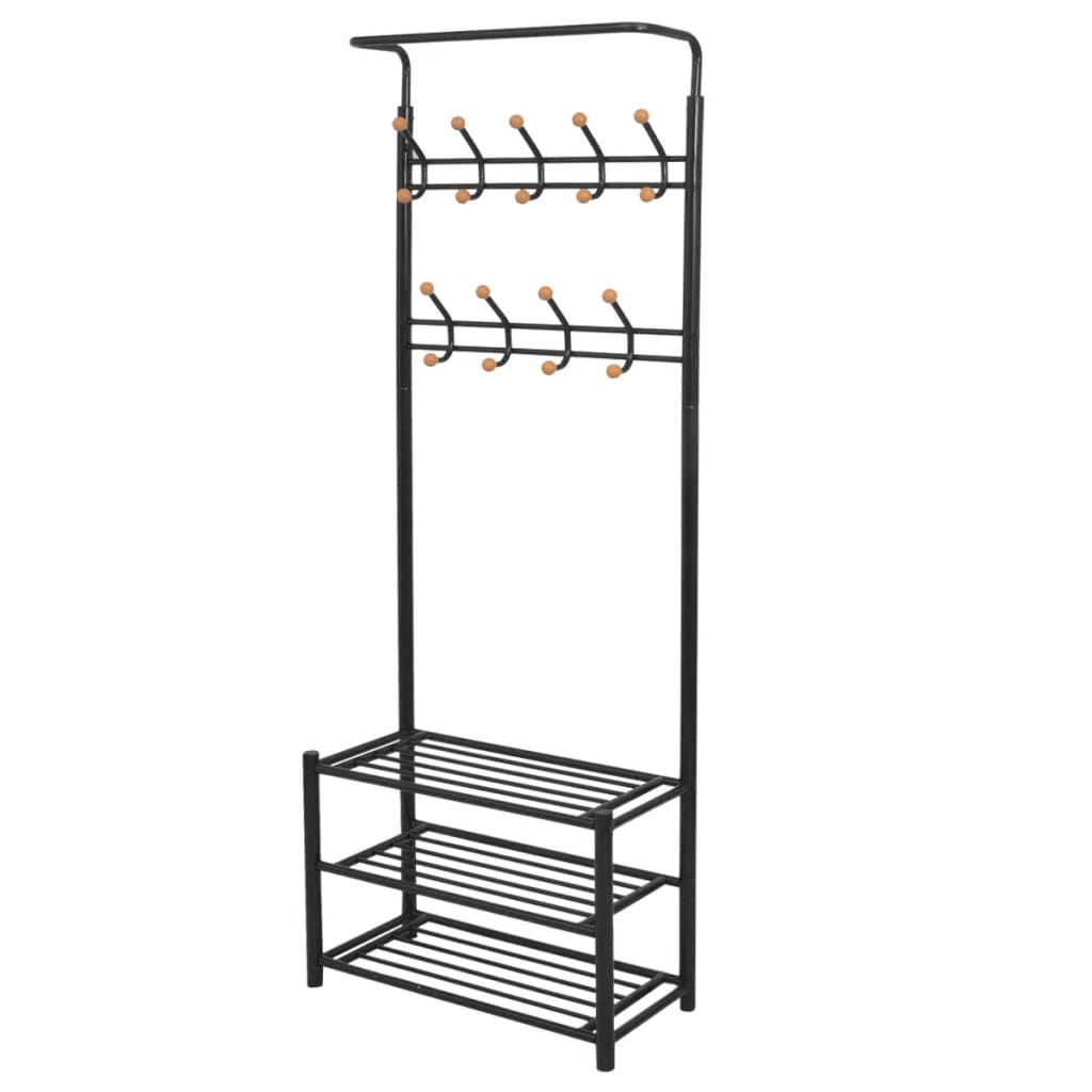 Vidaxl Clothes Rack With Shoe Storage 26.8X12.6X71.9 Black