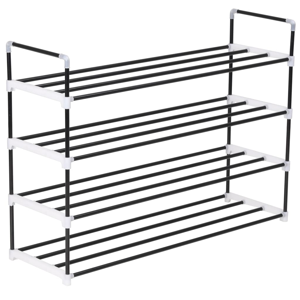 Vidaxl Shoe Rack With 4 Shelves Metal And Plastic Black