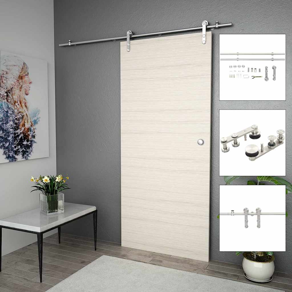 Vidaxl Sliding Door Hardware Kit 72 Stainless Steel Silver