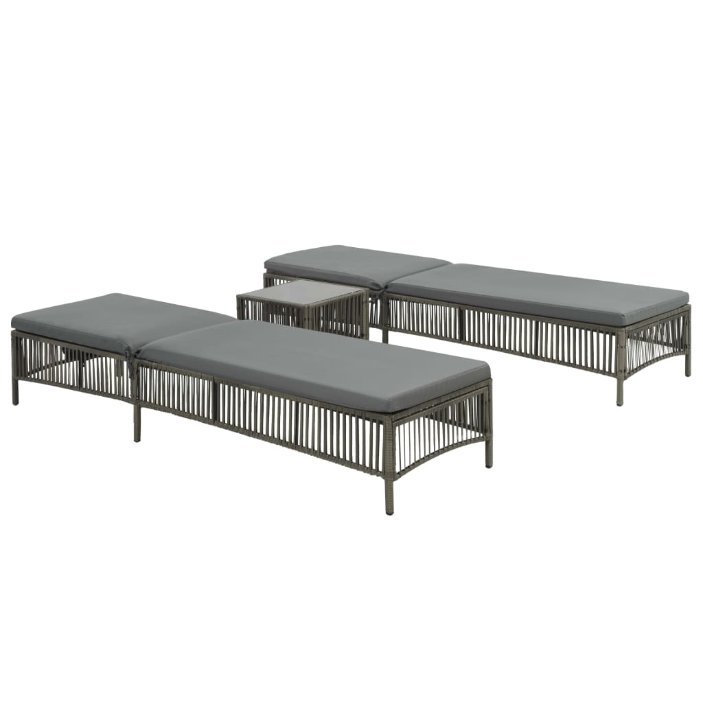 Vidaxl Sunloungers 2 Pcs With Table Poly Rattan Gray