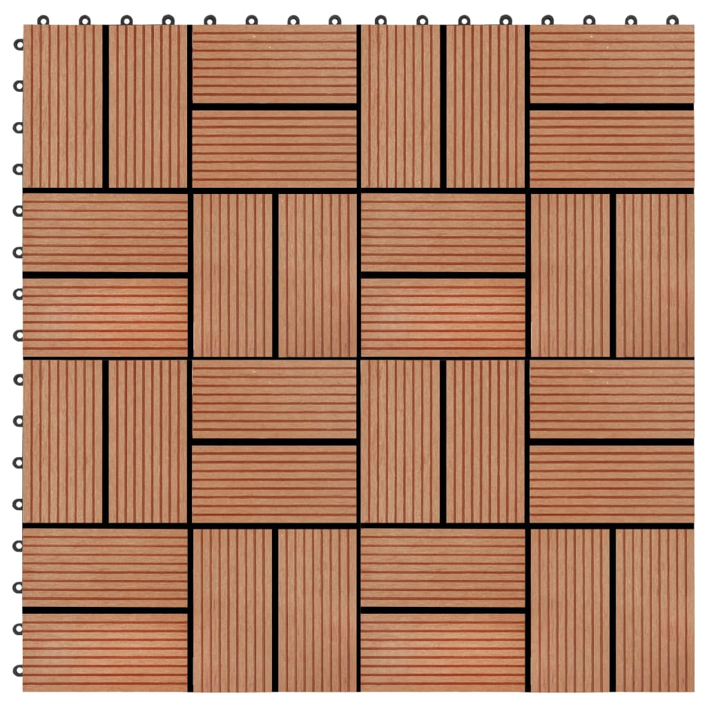 Vidaxl 11 Pcs Decking Tiles Wpc 11.8X11.8 1 Sqm Teak Color