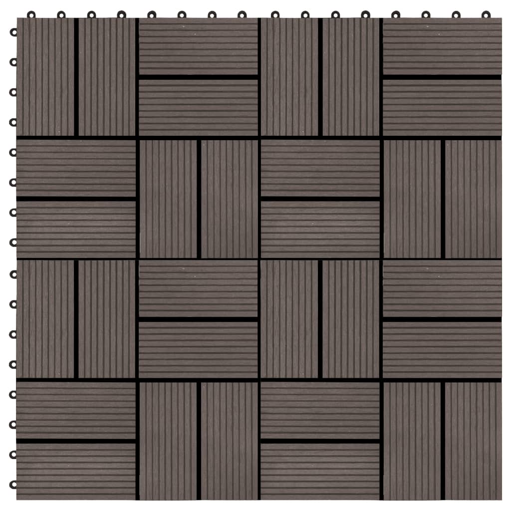 Vidaxl 11 Pcs Decking Tiles Wpc 11.8X11.8 1 Sqm Dark Brown