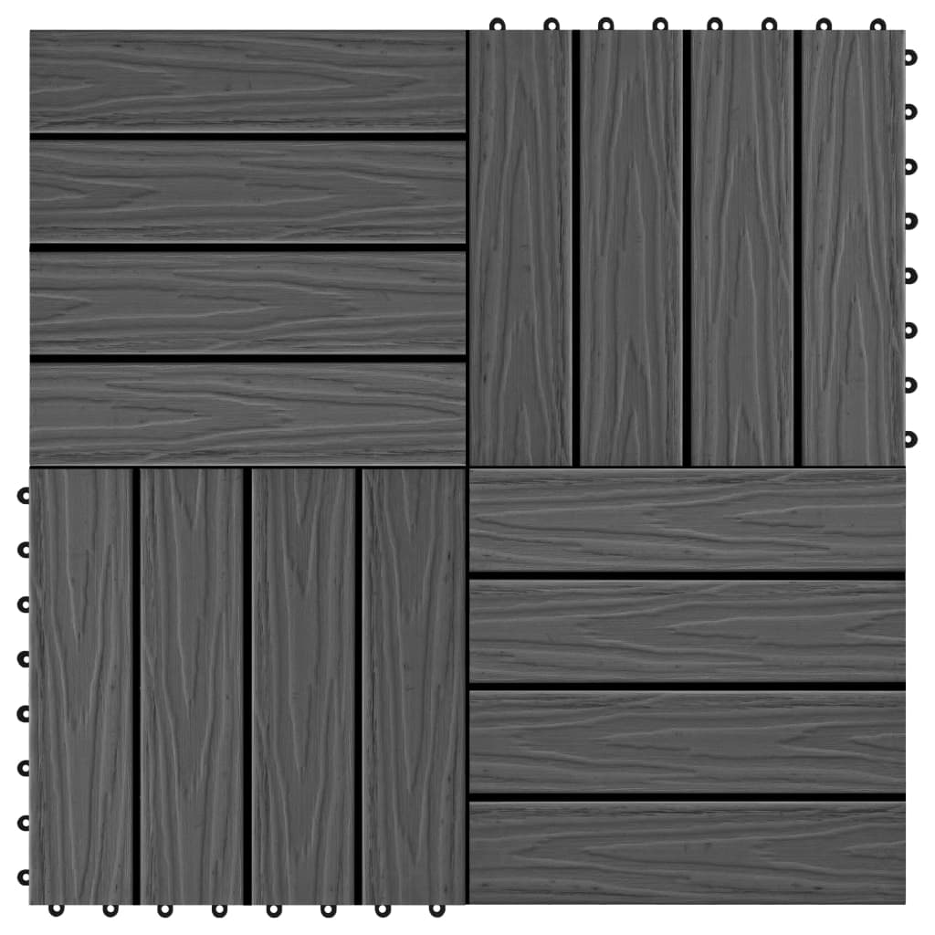 Vidaxl 11 Pcs Decking Tiles Deep Embossed Wpc 11.8X11.8 1 Sqm Black