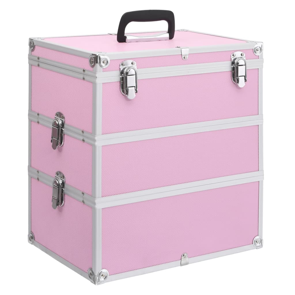 Vidaxl Make-Up Case 14.6X9.4X15.7 Pink Aluminum