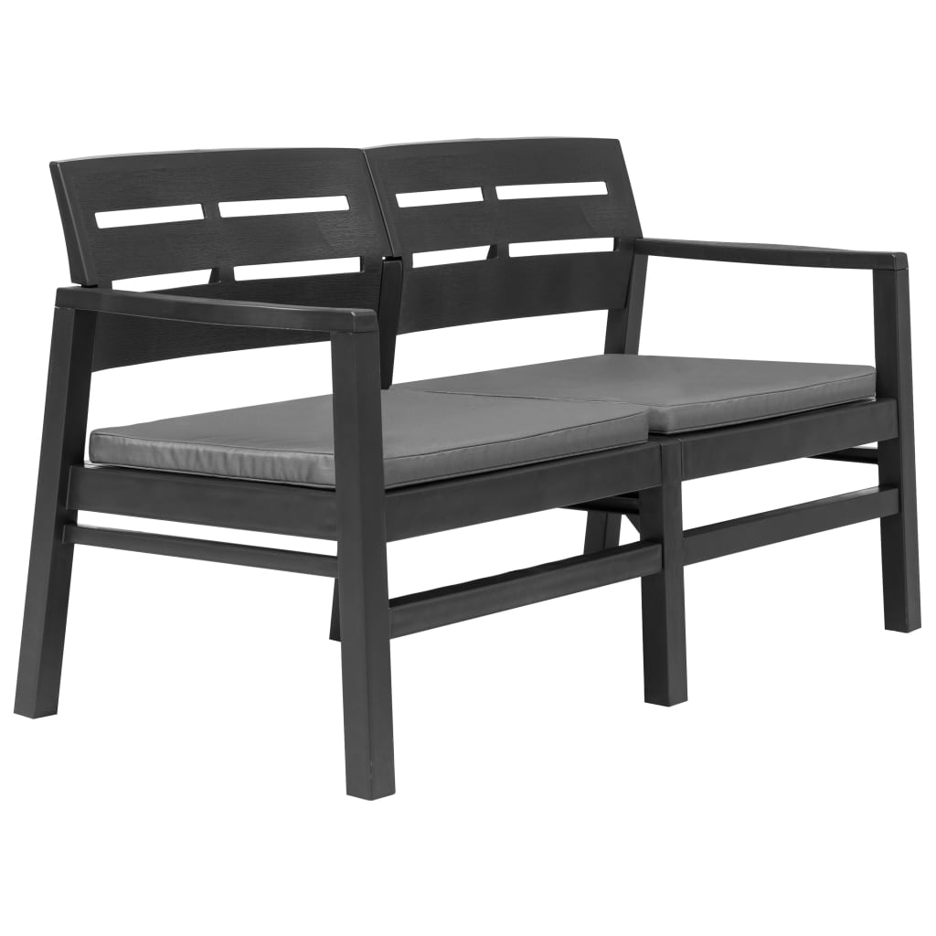 Vidaxl 2-Seater Patio Bench With Cushions 52.4 Plastic Anthracite