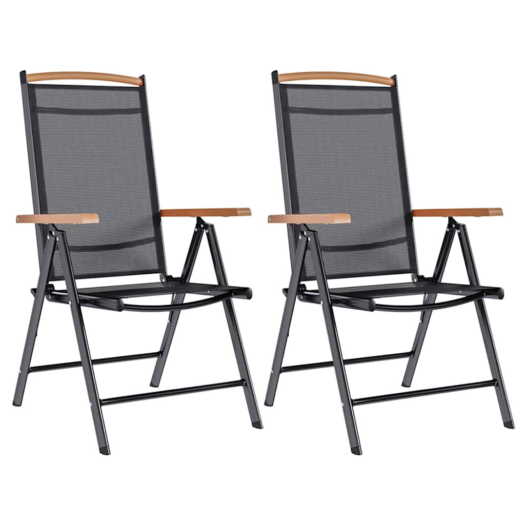 Vidaxl Folding Patio Chairs 2 Pcs Aluminum And Textilene Black