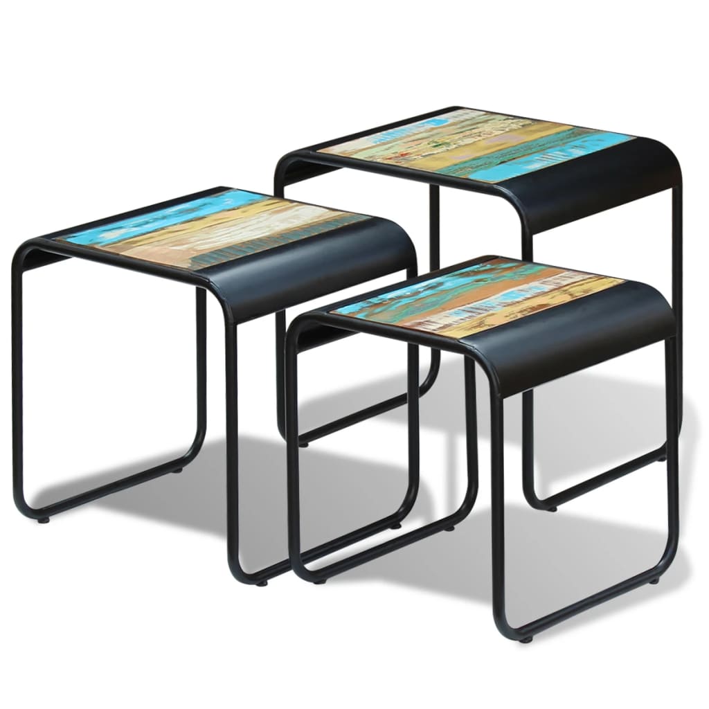 Vidaxl Three Piece Nesting Tables Solid Reclaimed Wood