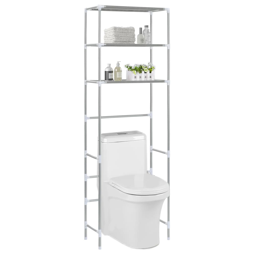 Vidaxl 3-Tier Storage Rack Over Toilet Silver 20.9X11X66.5