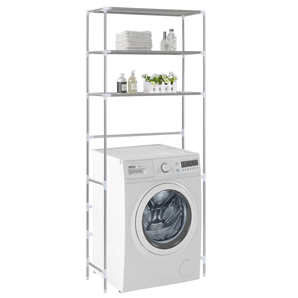 Vidaxl 3-Tier Storage Rack Over Laundry Machine Silver 27.2X11X66.5