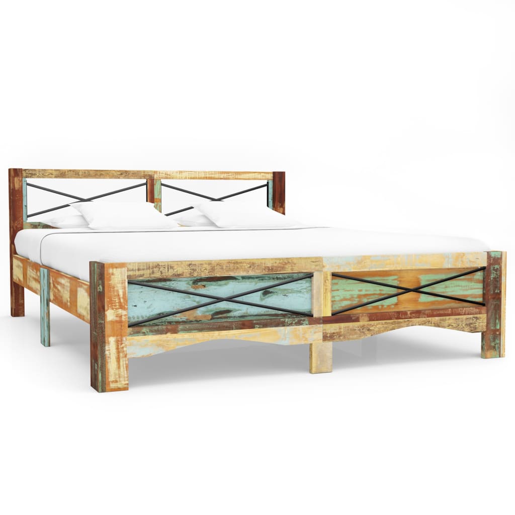 Vidaxl Bed Frame Solid Reclaimed Wood 70.9X78.7