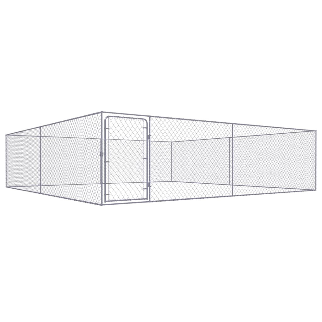 Vidaxl Outdoor Dog Kennel Galvanized Steel 13.1'X13.1'X3.3'